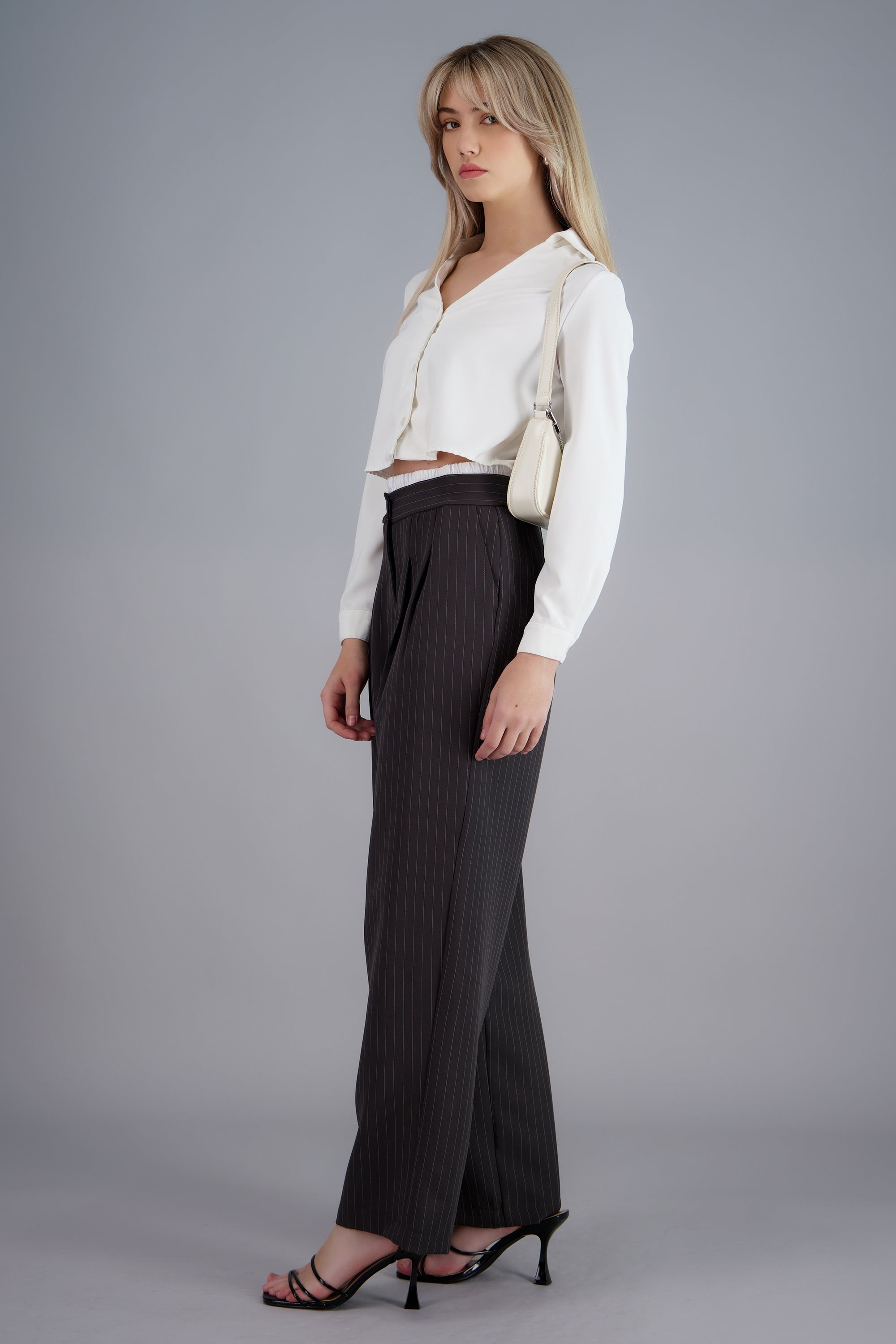 Pantalon sastre detalle pretina removible GRIS COMBO