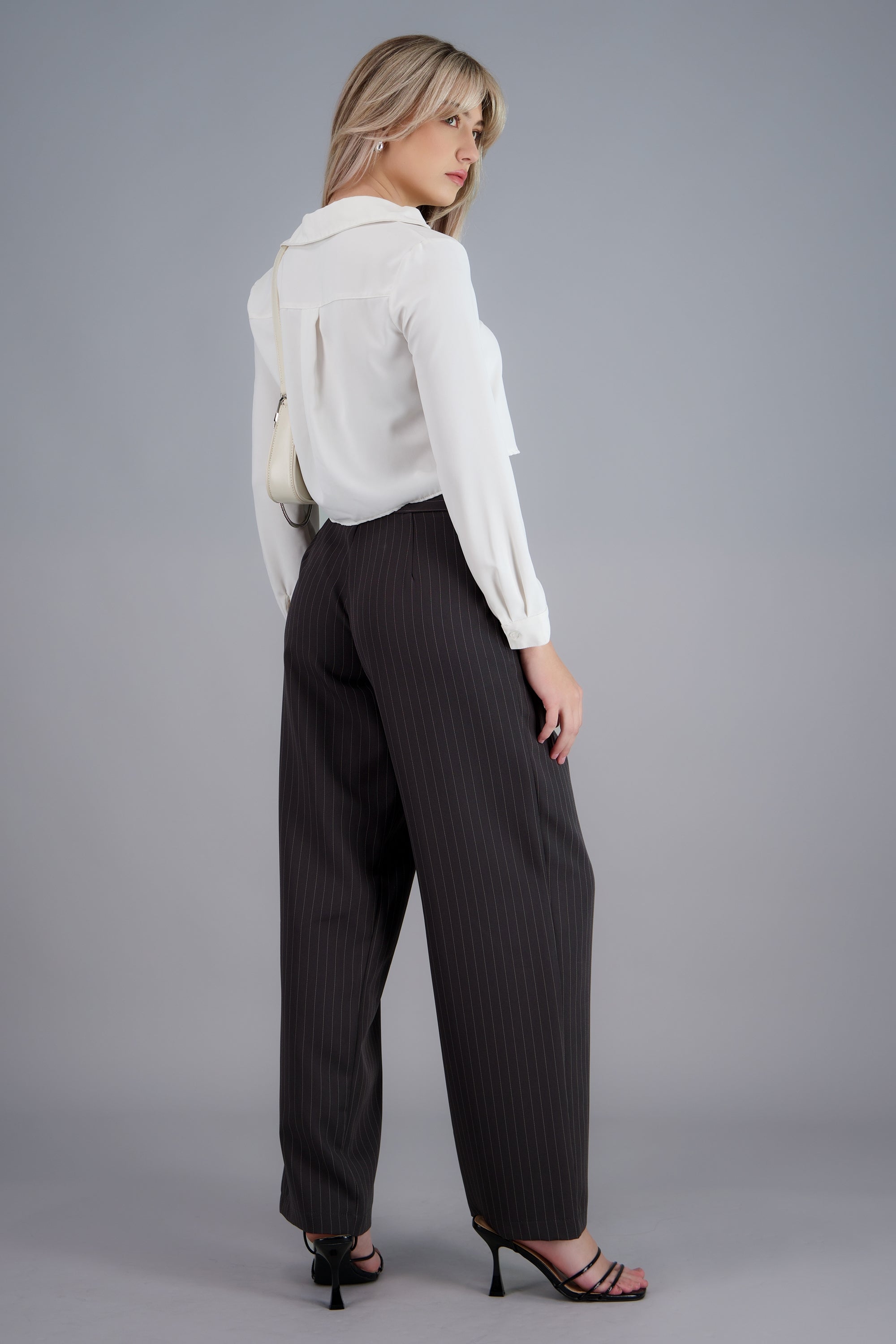 Pantalon sastre detalle pretina removible GRIS COMBO