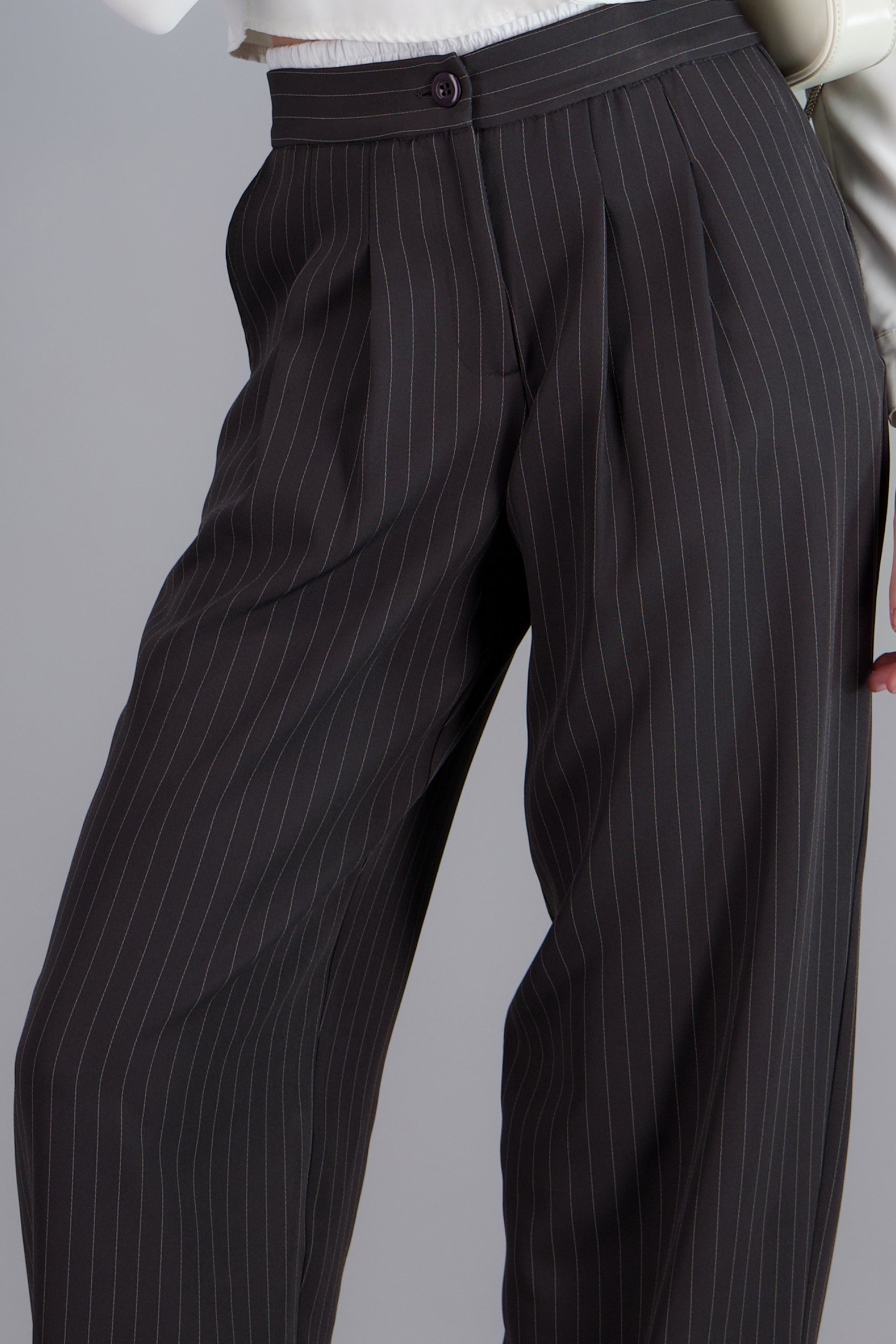 Pantalon sastre detalle pretina removible GRIS COMBO