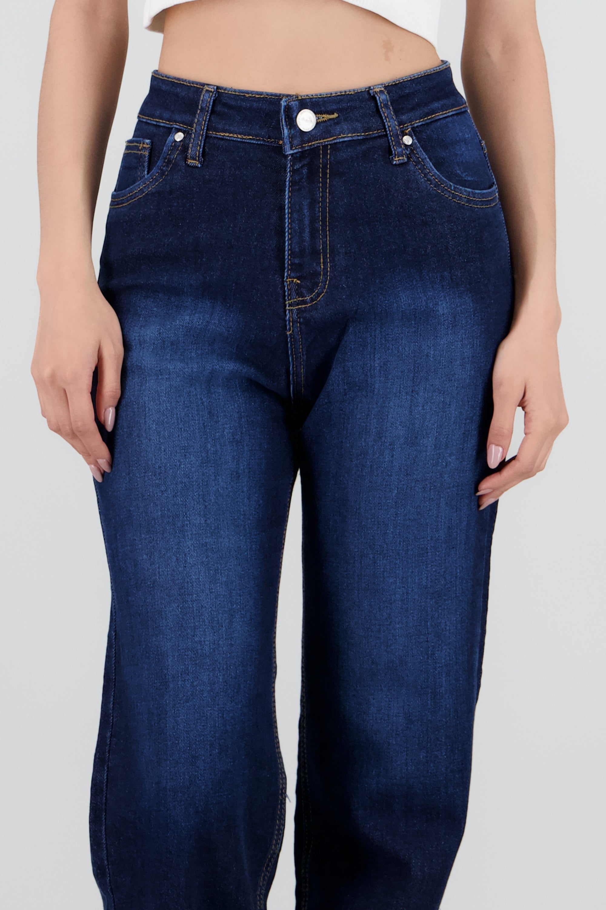 Jeans wide leg mid rise DARK WASH