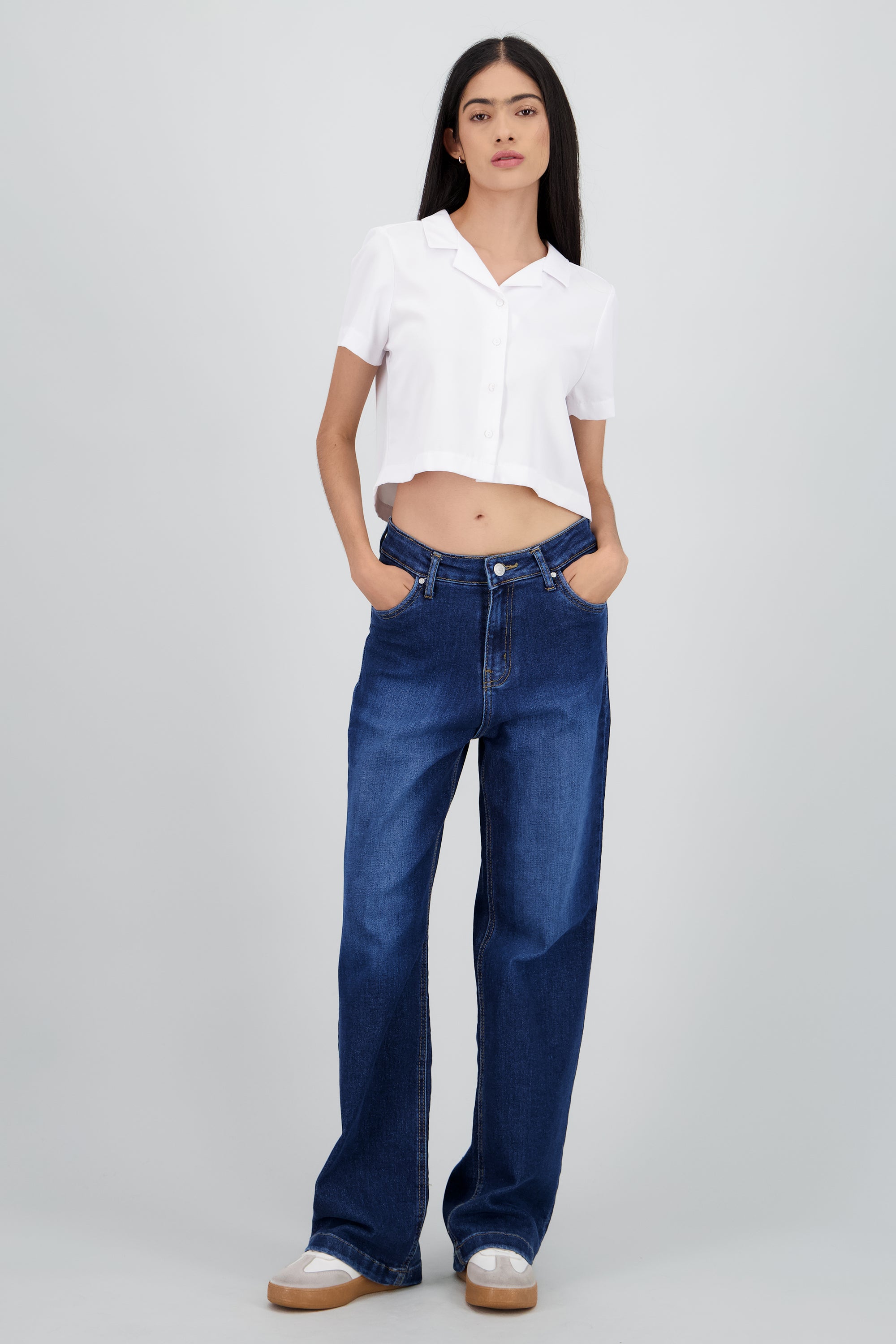 Jeans wide leg mid rise MEDIUM WASH