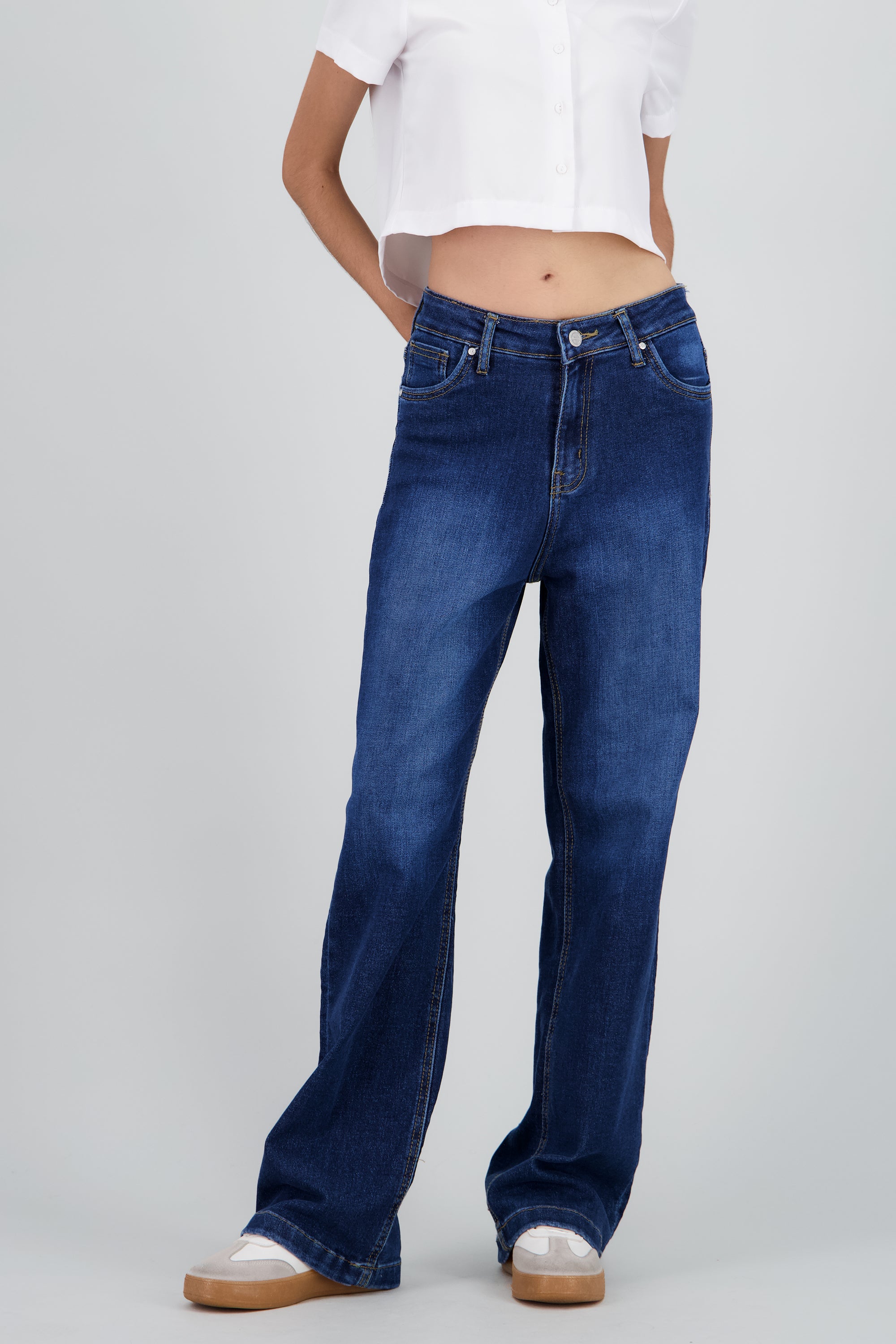 Jeans wide leg mid rise MEDIUM WASH