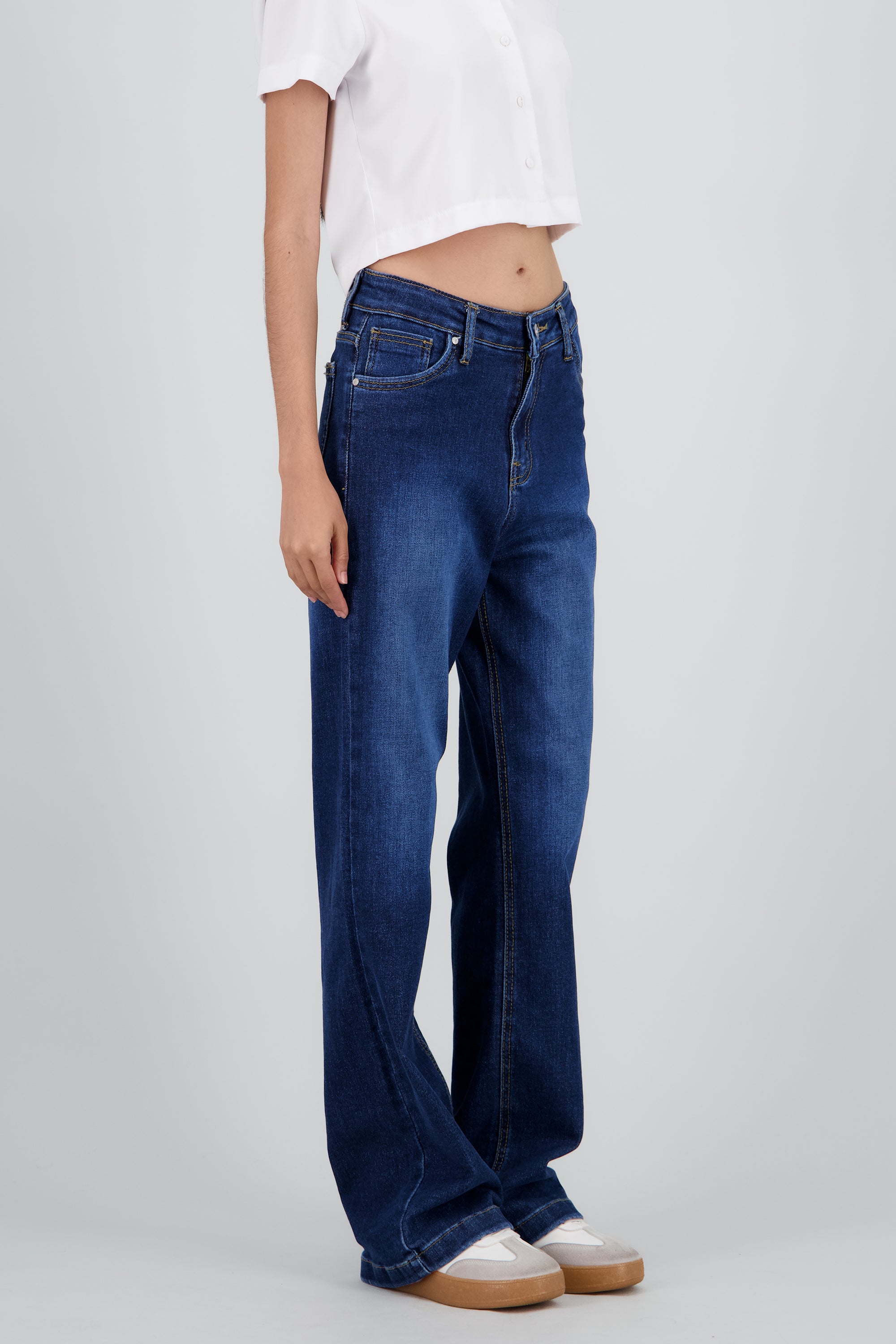 Jeans wide leg mid rise MEDIUM WASH