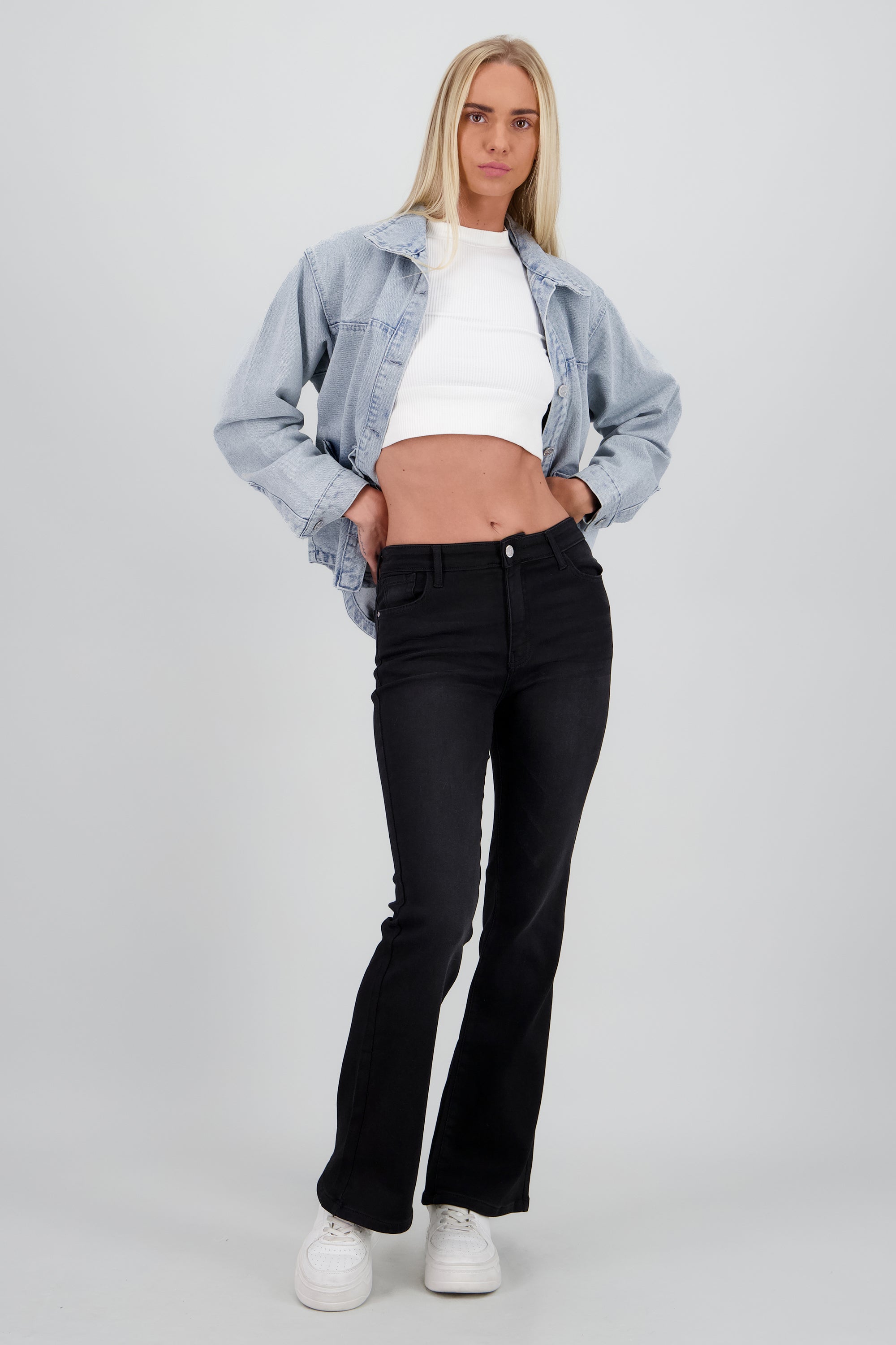 Jeans flare strech NEGRO