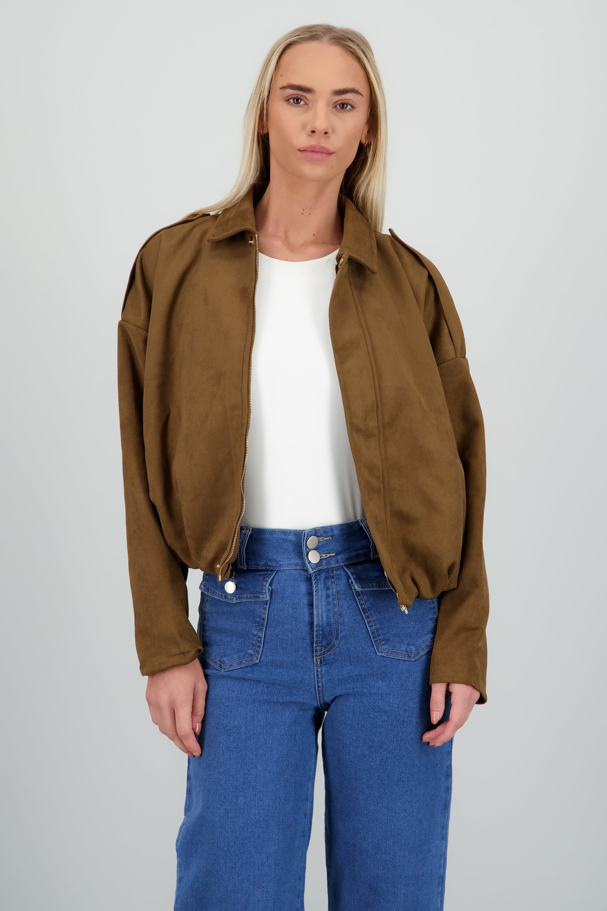 Chamarra bomber efecto ante CHOCOLATE