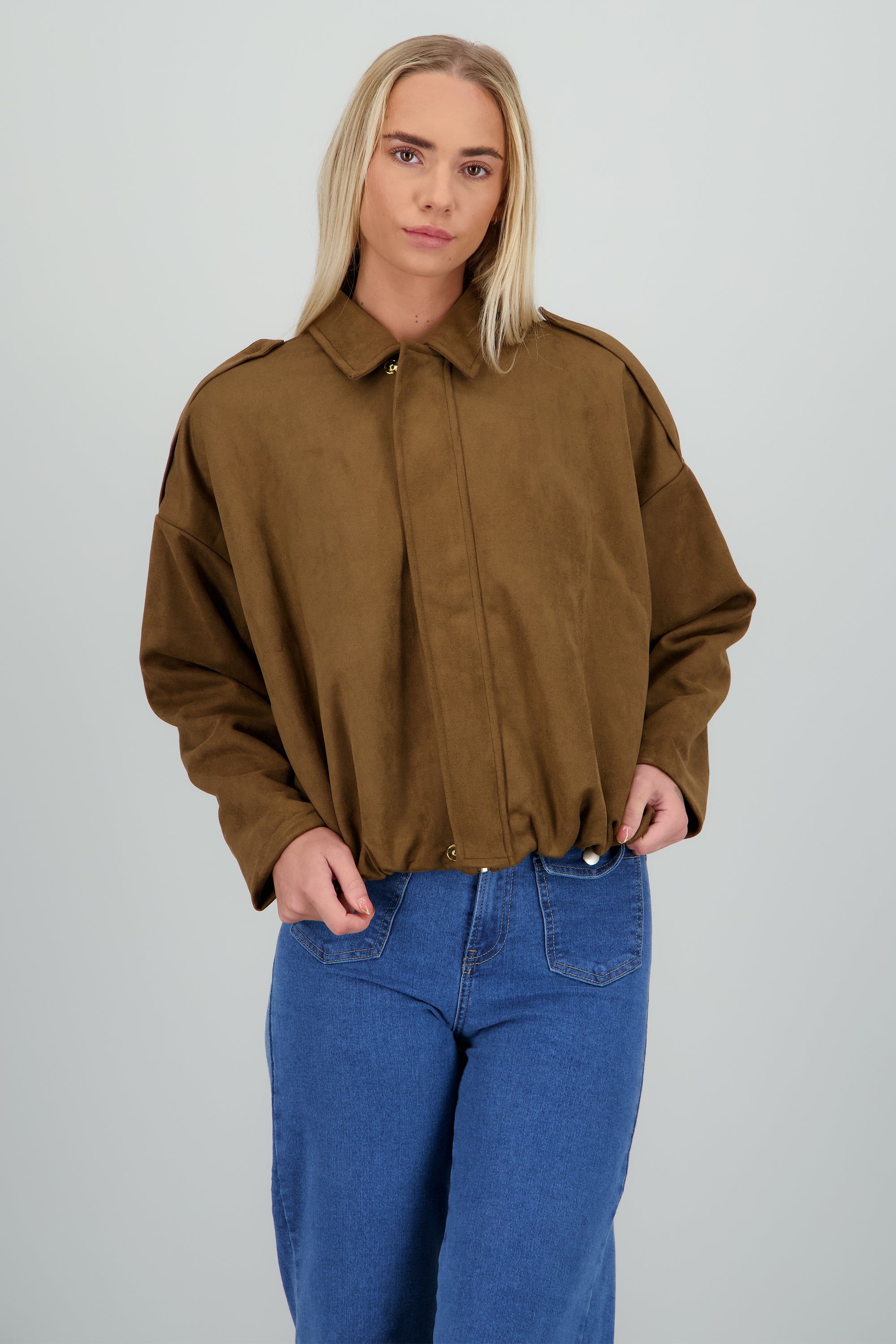 Chamarra bomber efecto ante CHOCOLATE