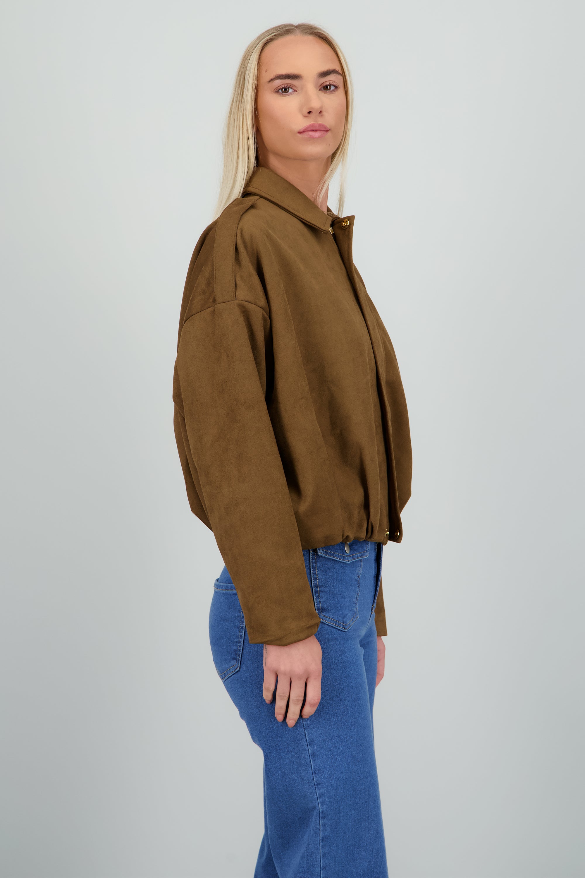 Chamarra bomber efecto ante CHOCOLATE