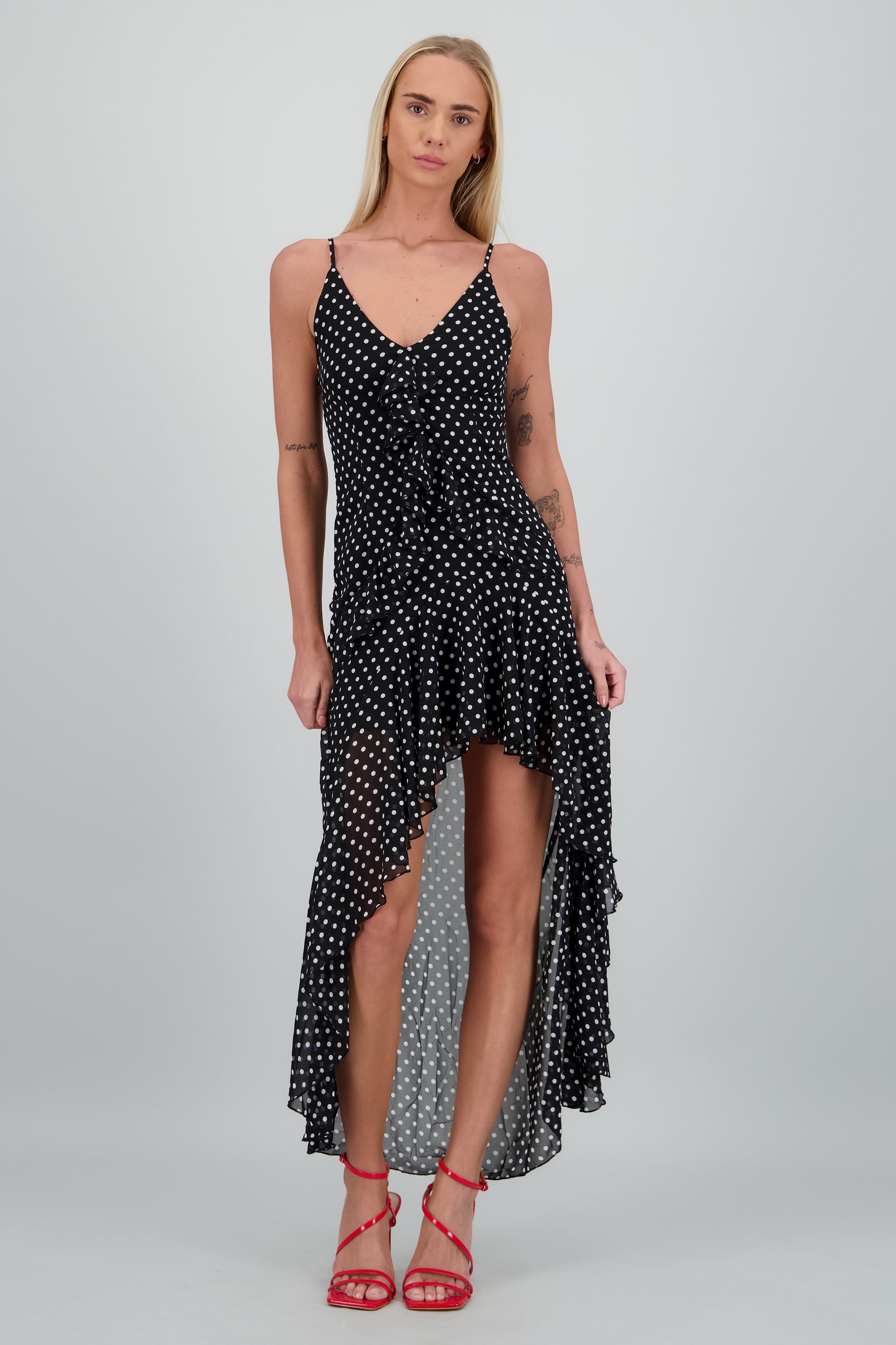 Vestido midi polkadots NEGRO COMBO