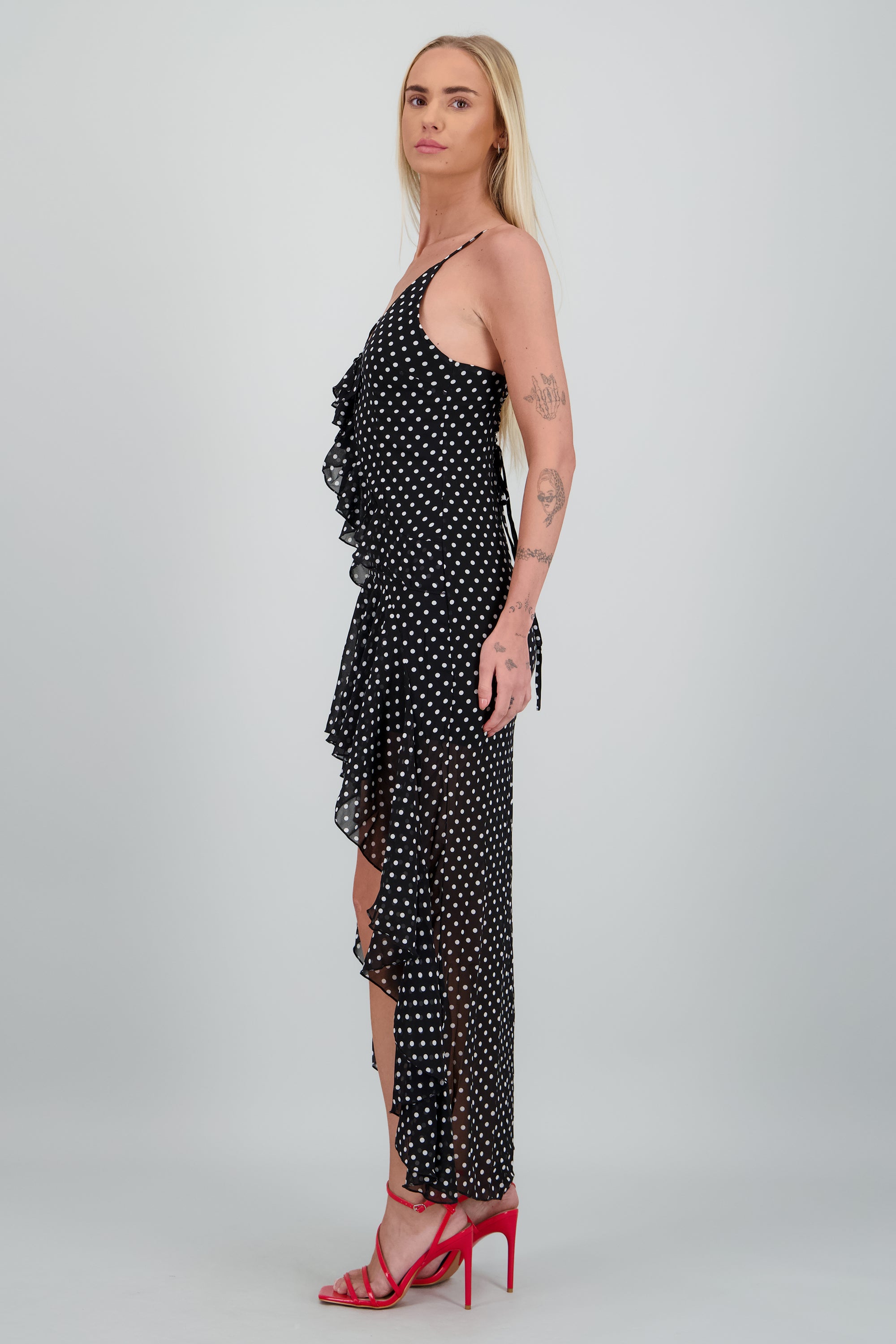 Vestido midi polkadots NEGRO COMBO