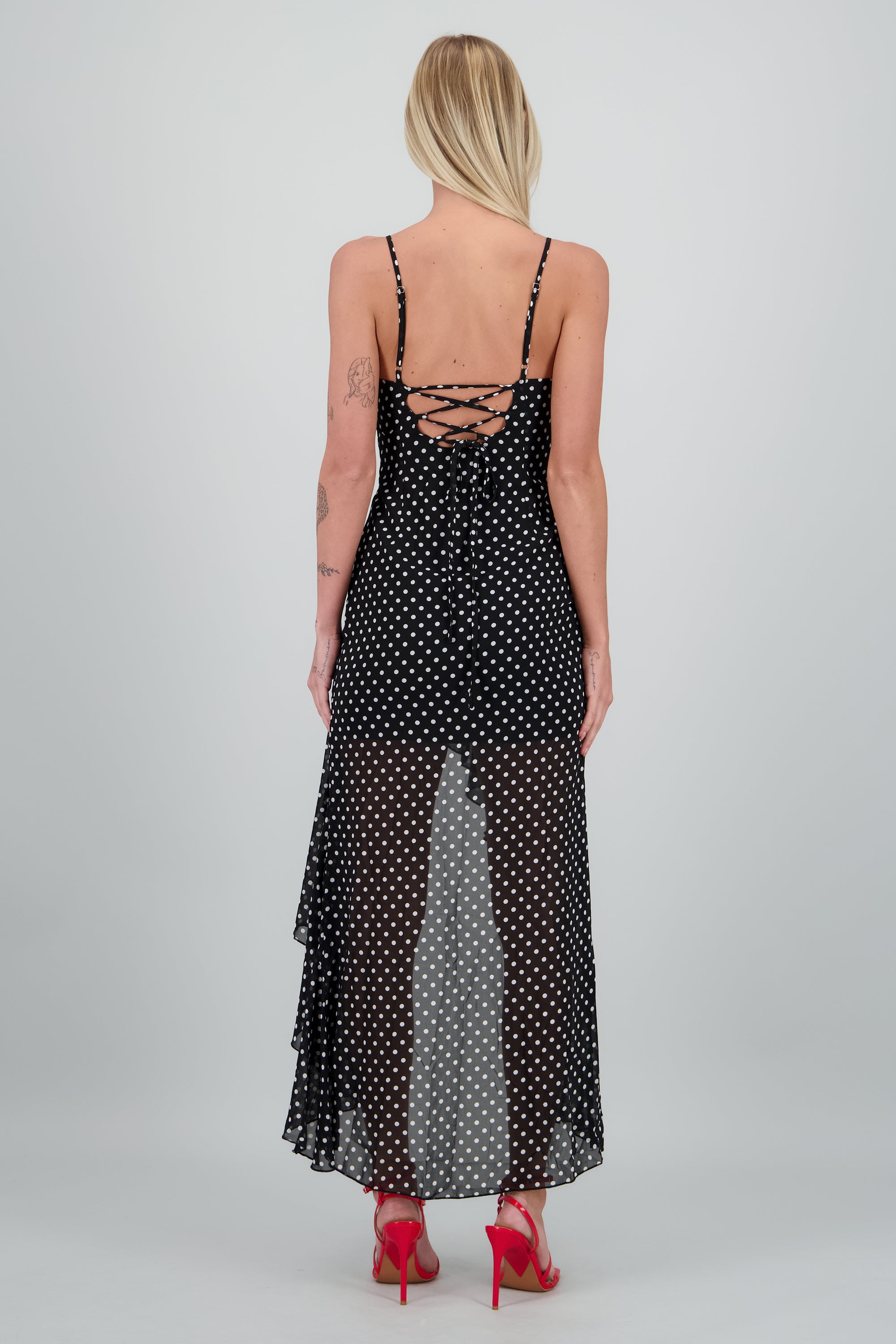 Vestido midi polkadots NEGRO COMBO
