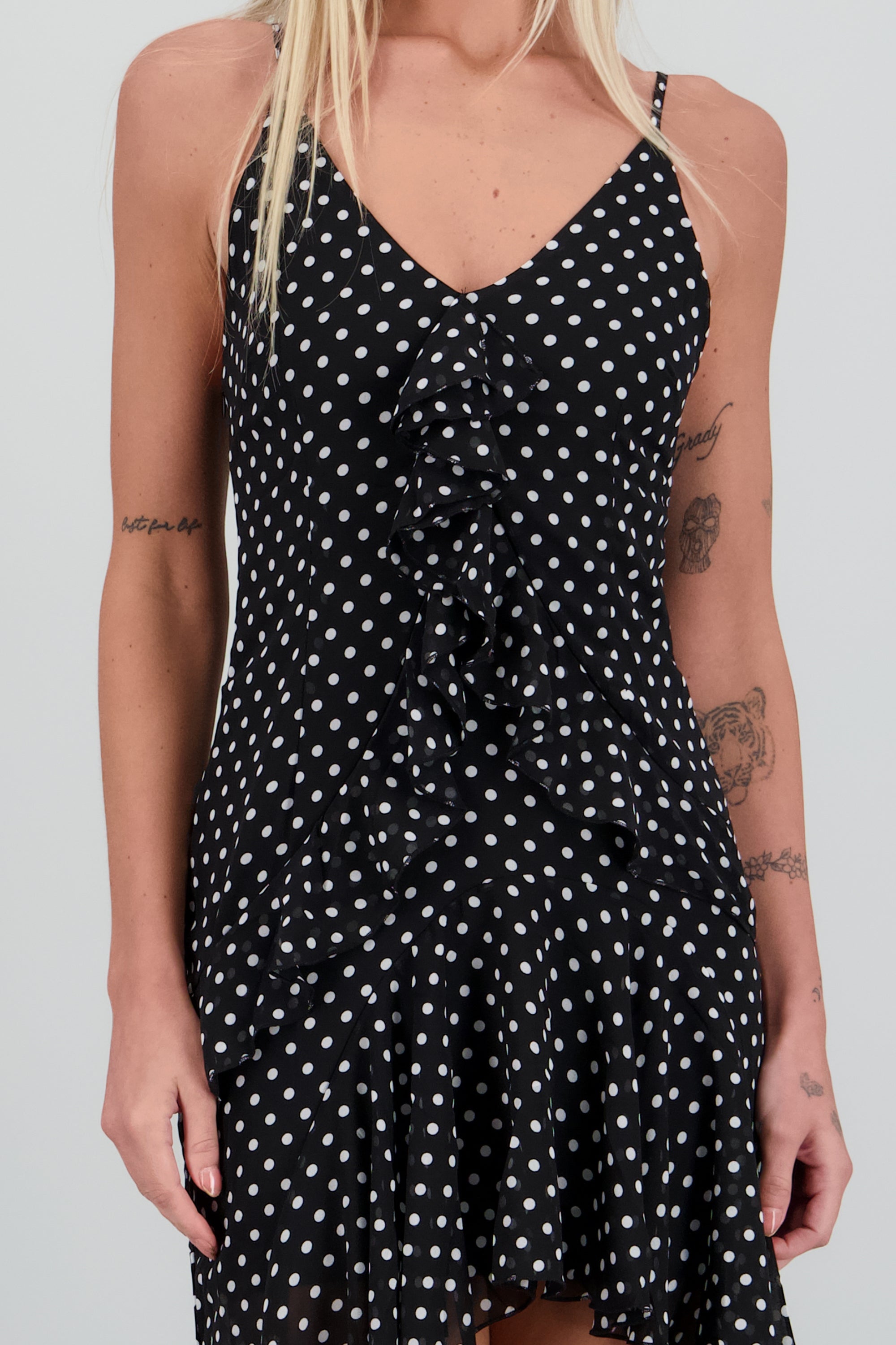Vestido midi polkadots NEGRO COMBO