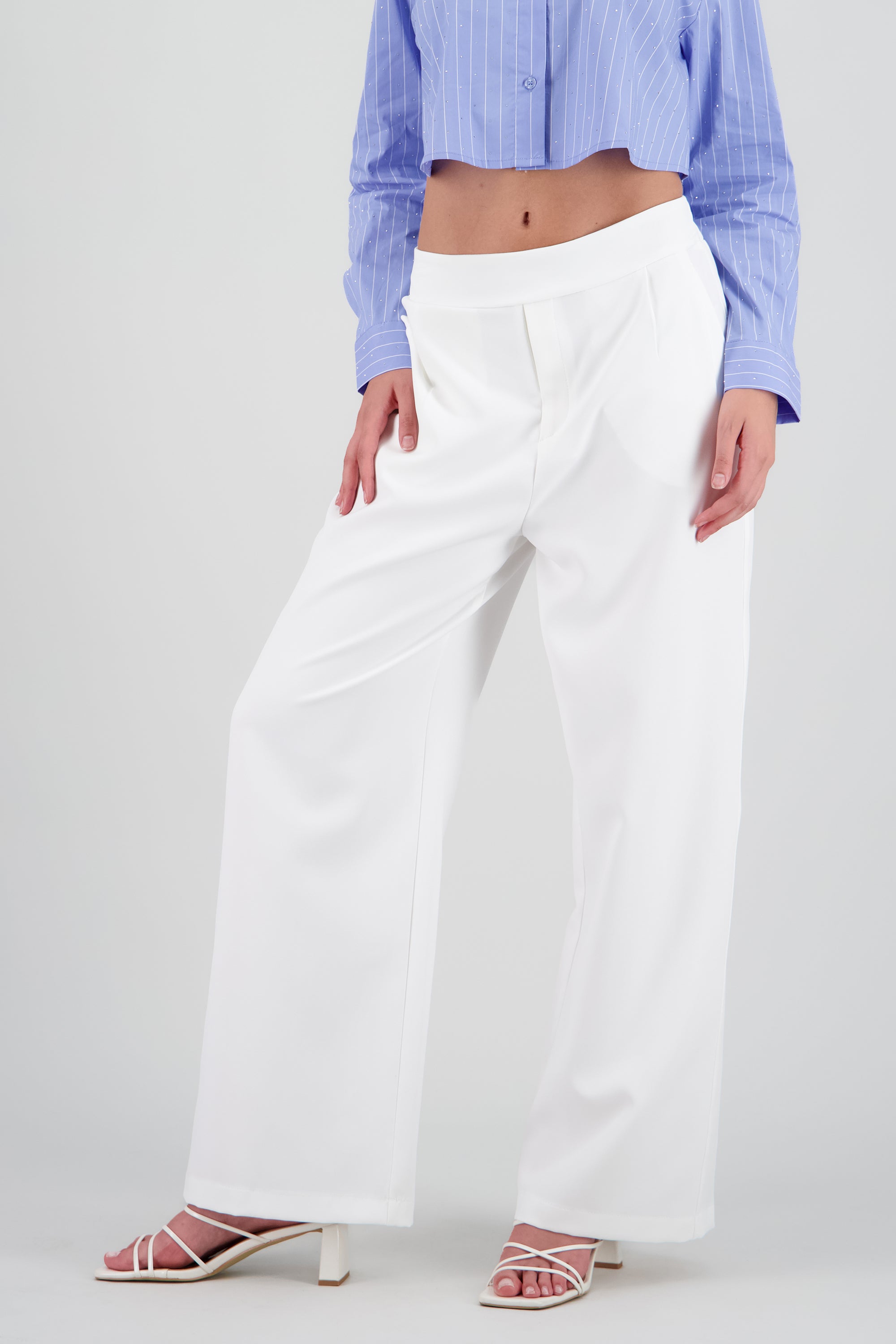 Pantalon sastre sencillo pretina lisa con resorte HUESO