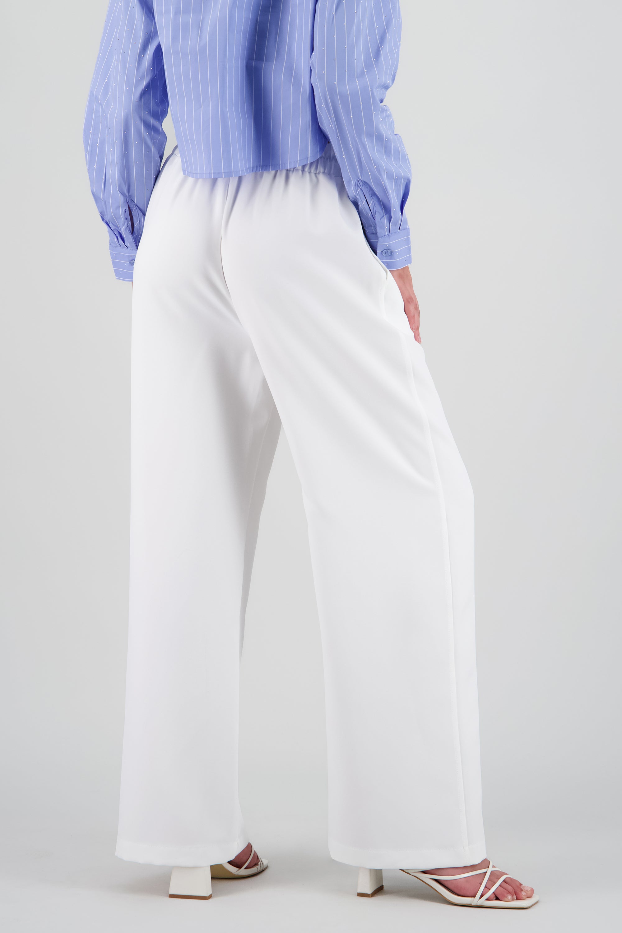 Pantalon sastre sencillo pretina lisa con resorte HUESO