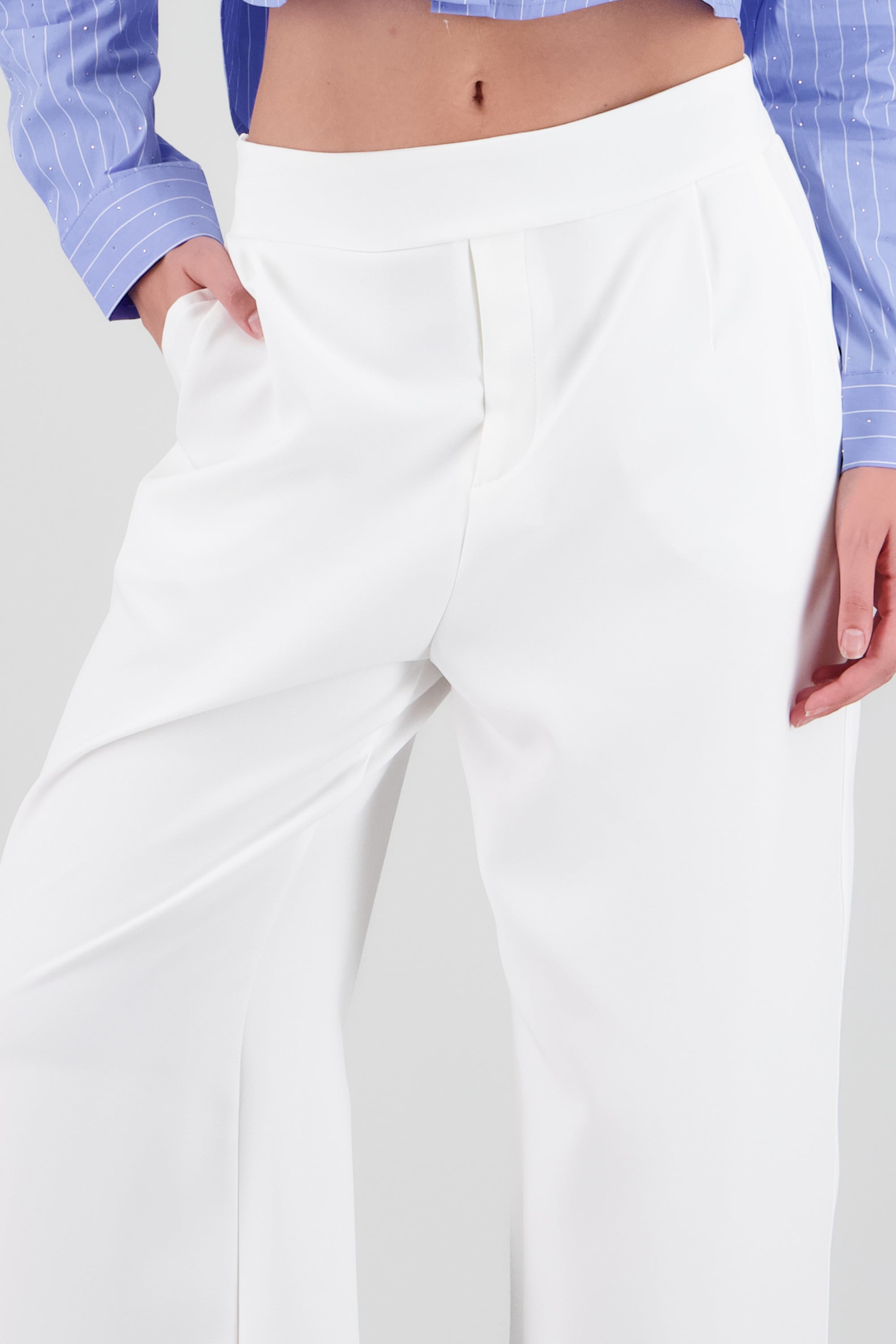 Pantalon sastre sencillo pretina lisa con resorte HUESO