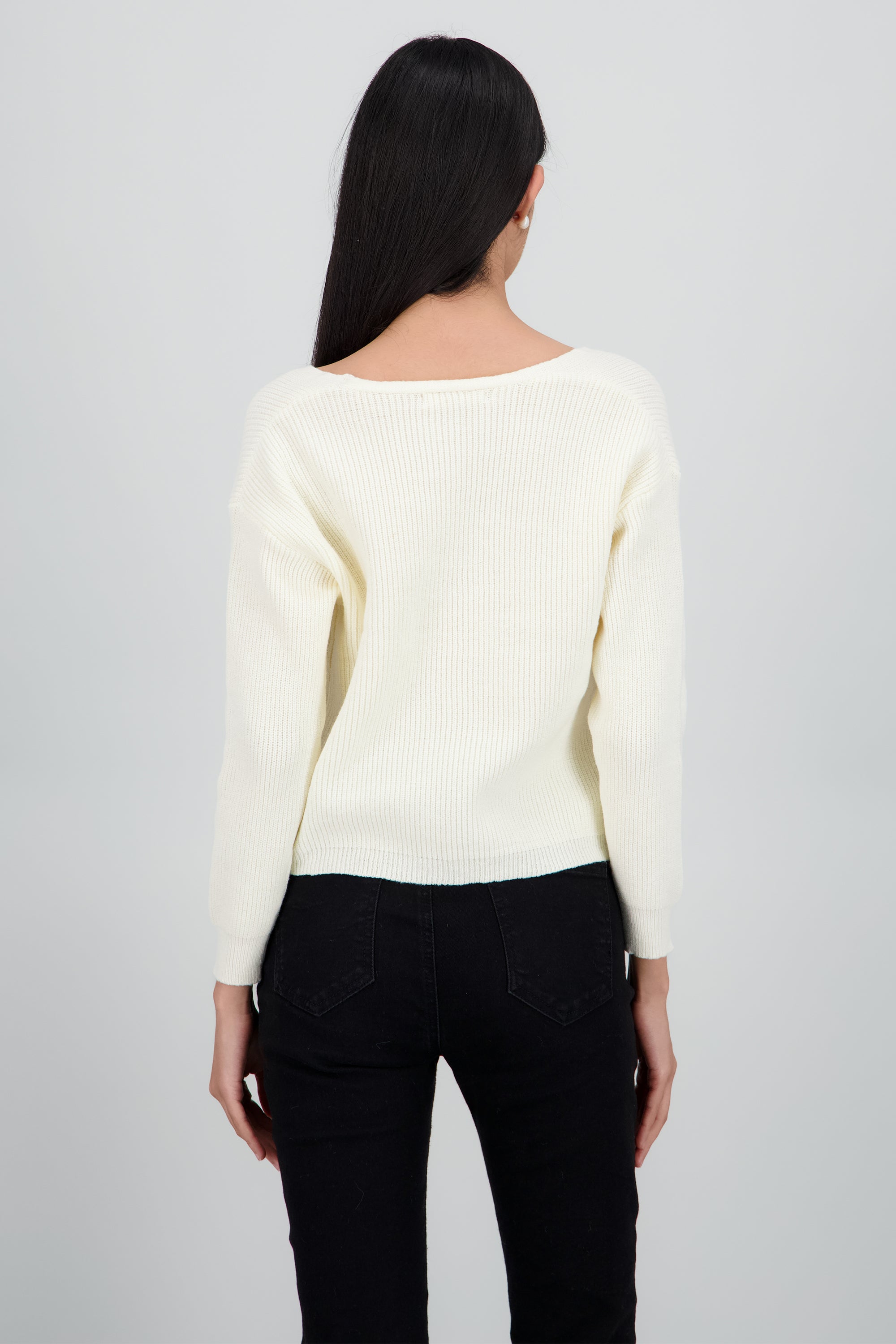 Sueter tejido detalle moños CREMA