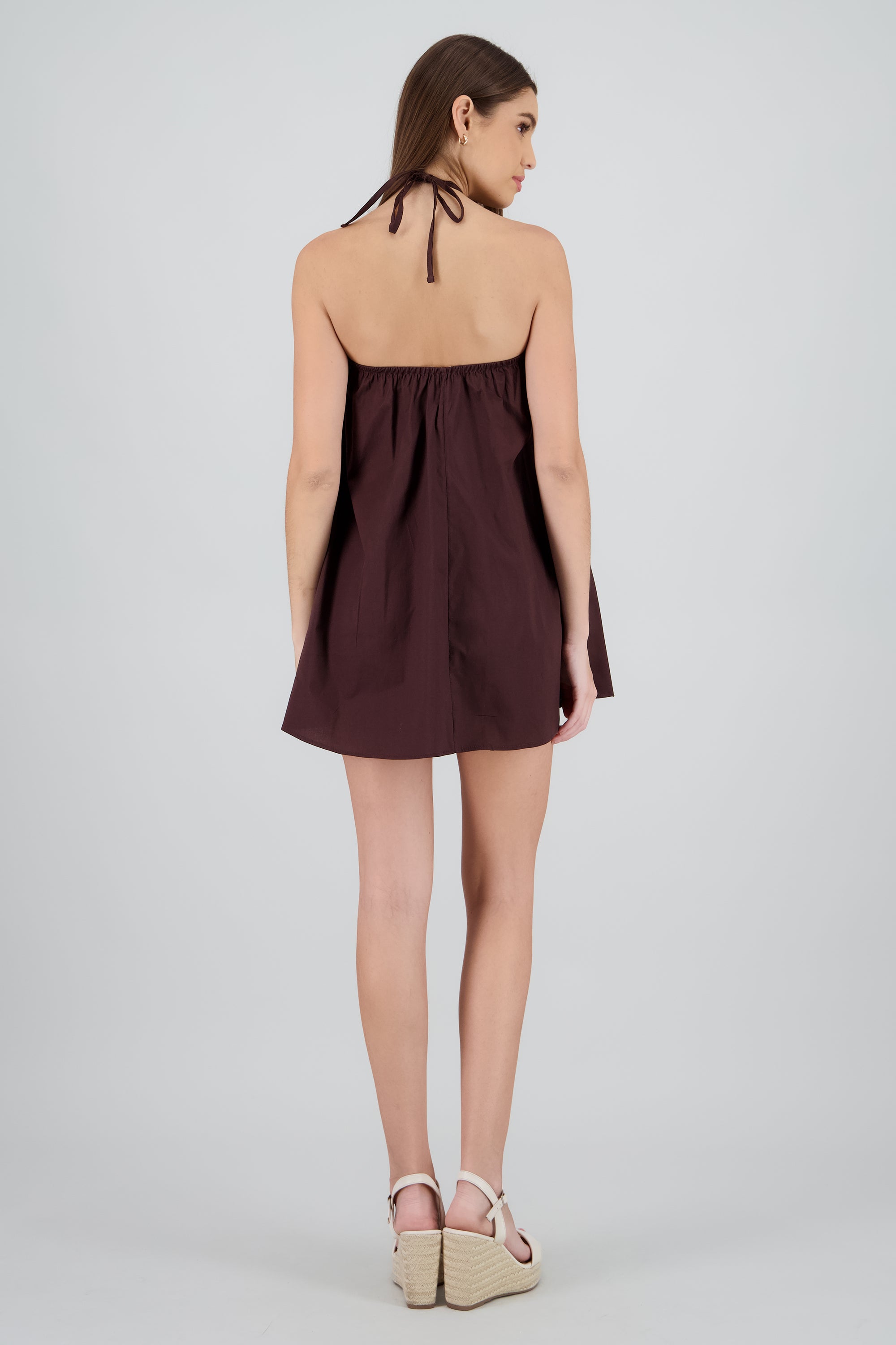 Vestido amplio halter bolsas CAFE