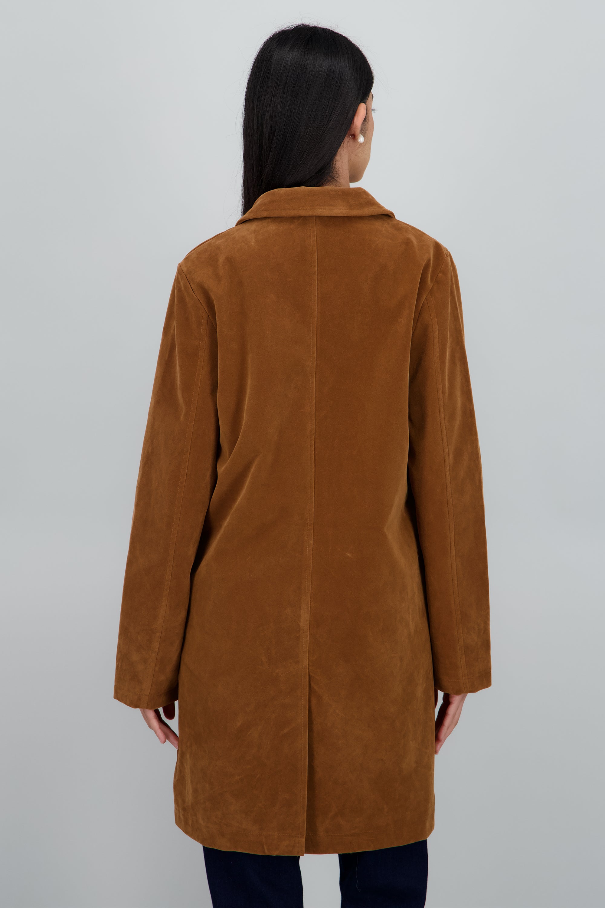 Gabardina efecto suede CAMELLO