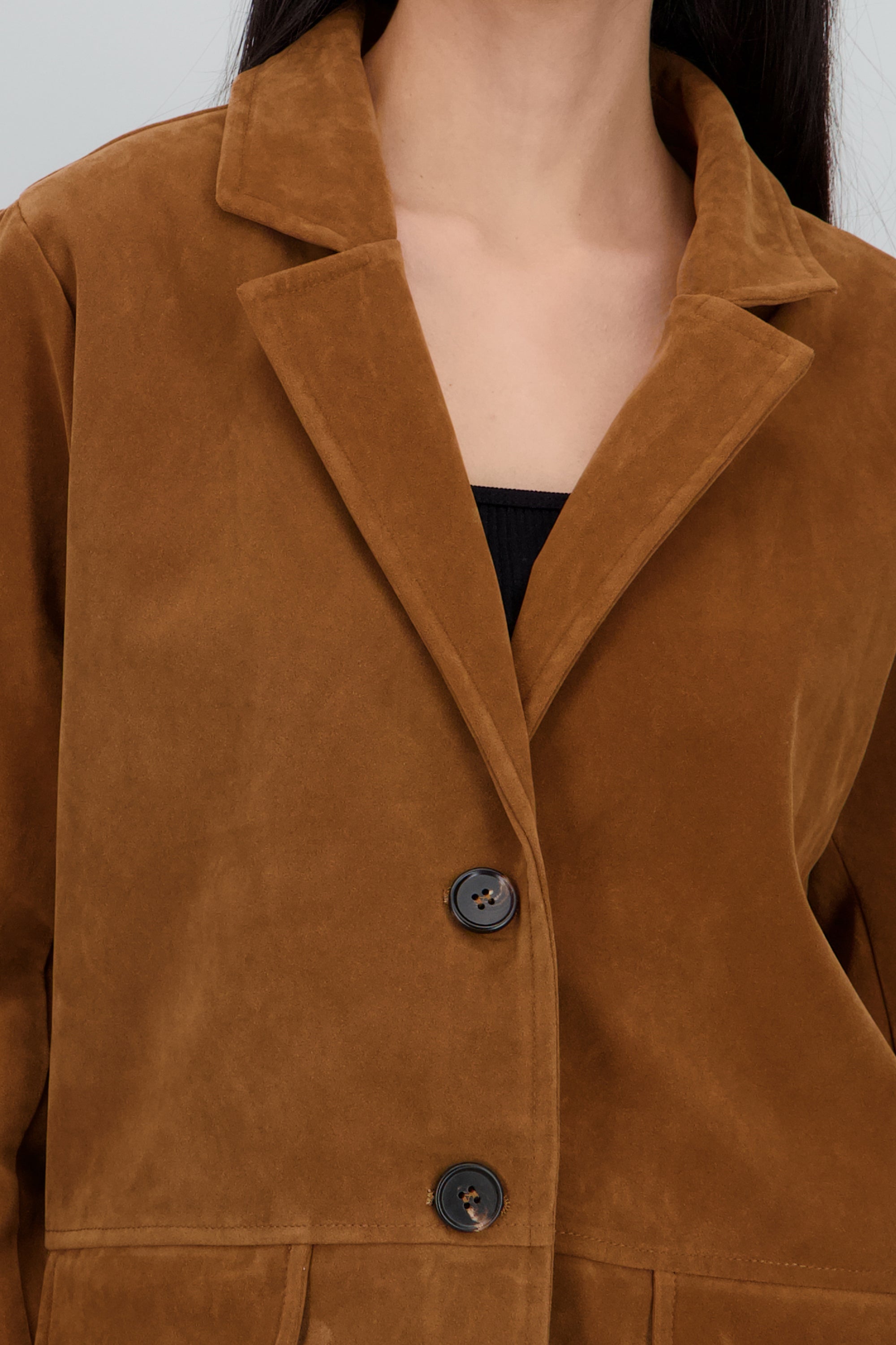 Gabardina efecto suede CAMELLO