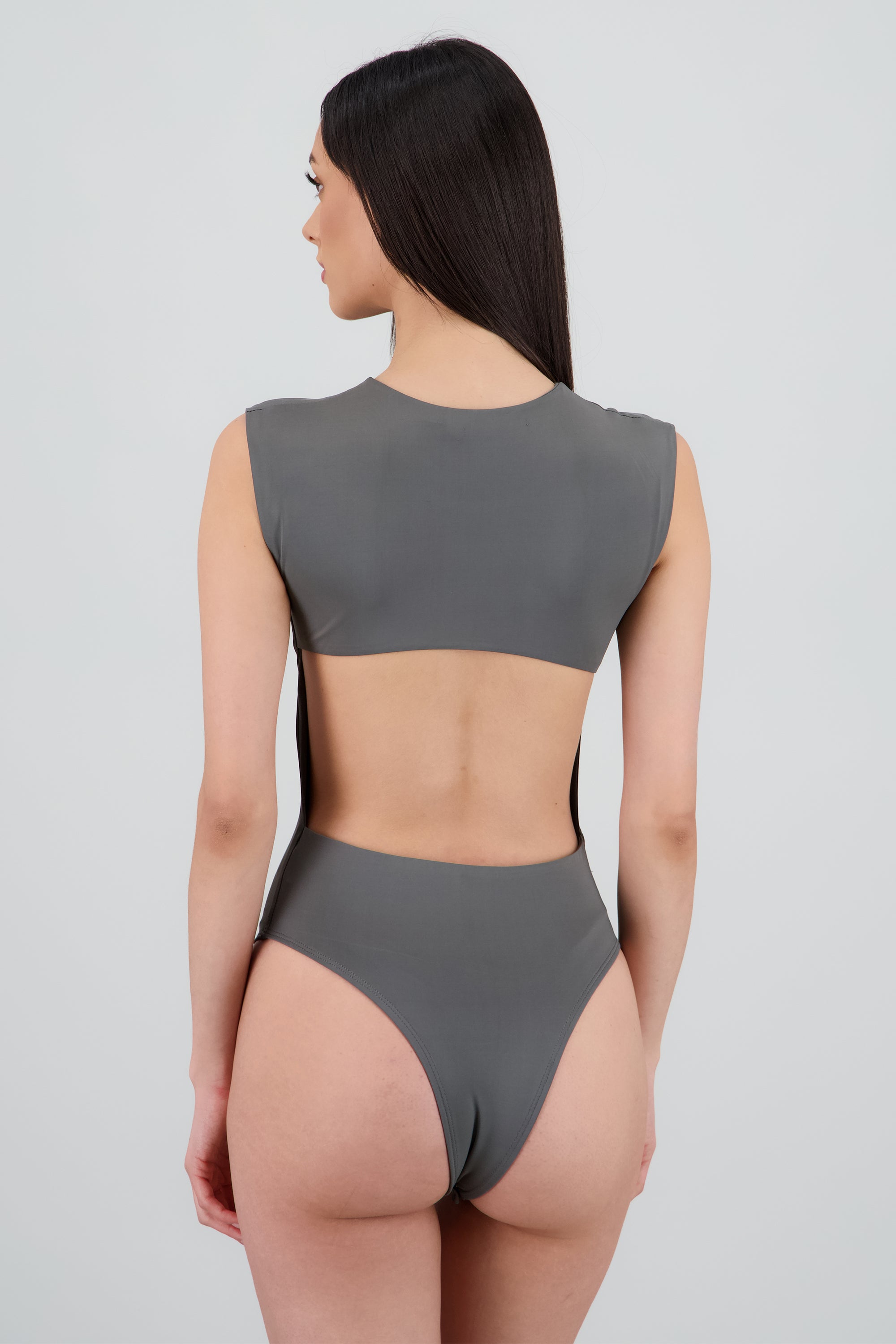 Body cuello redondo sin mangas escote espalda GRIS OBSCURO