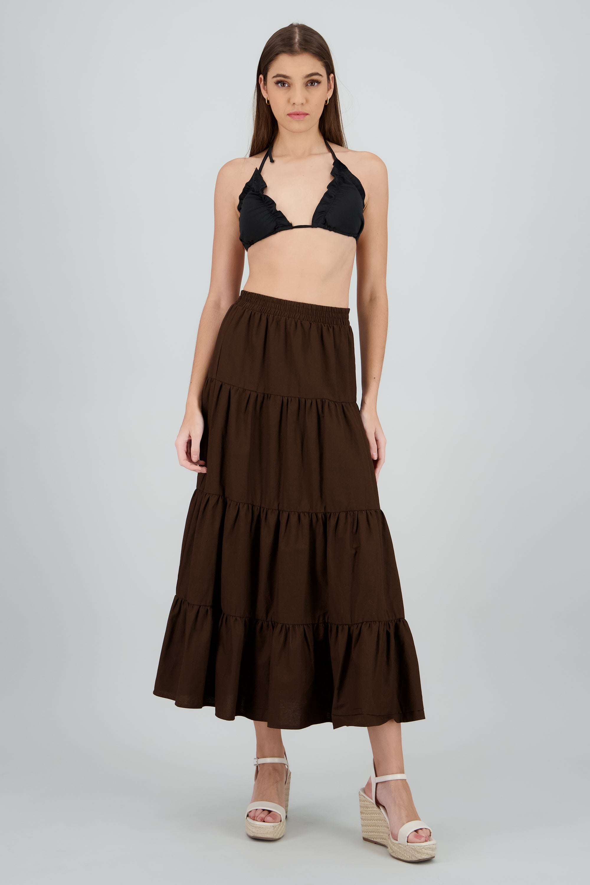 Falda maxi en manta CHOCOLATE