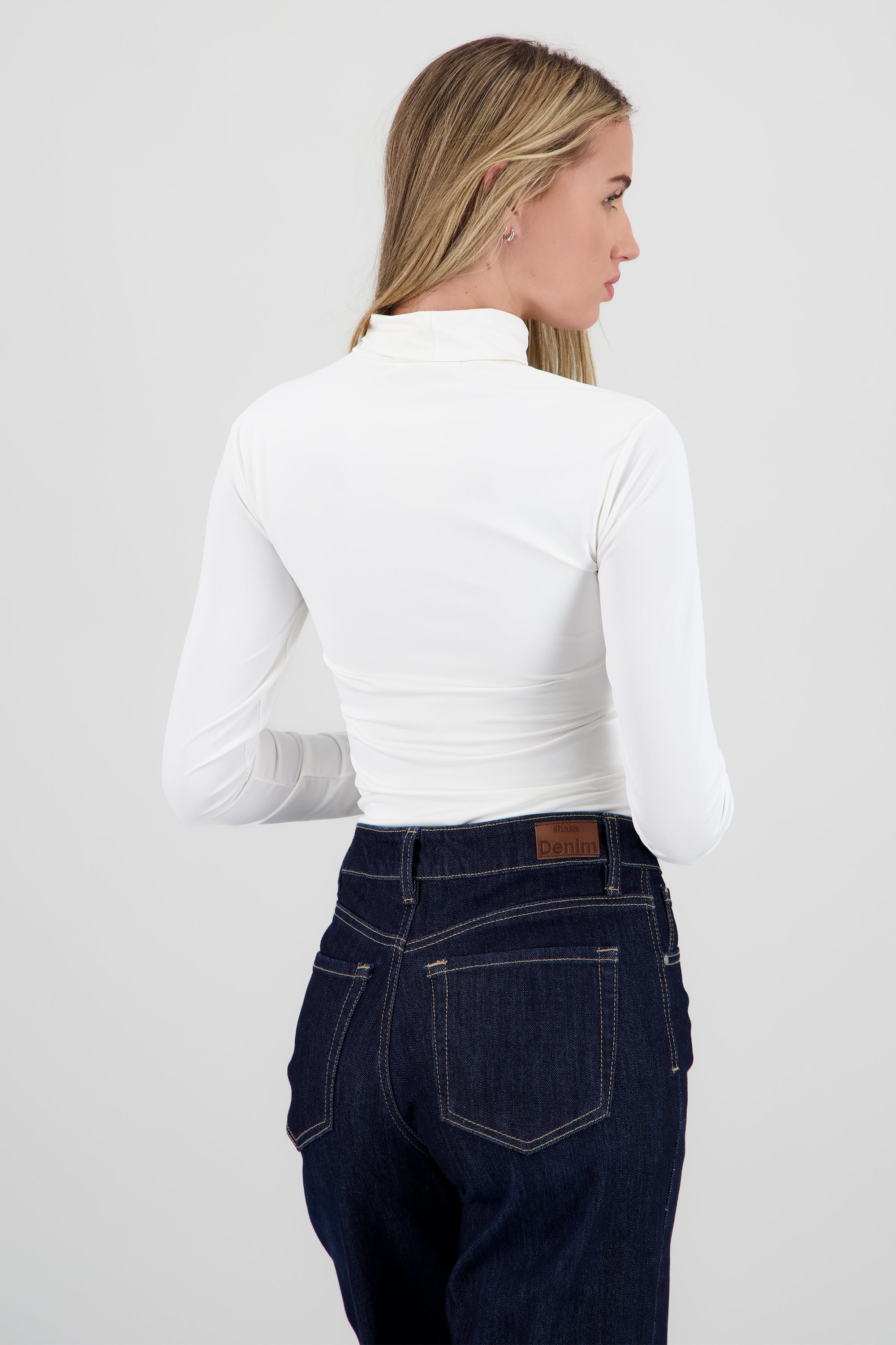 Bodysuit manga larga cuello alto BLANCO