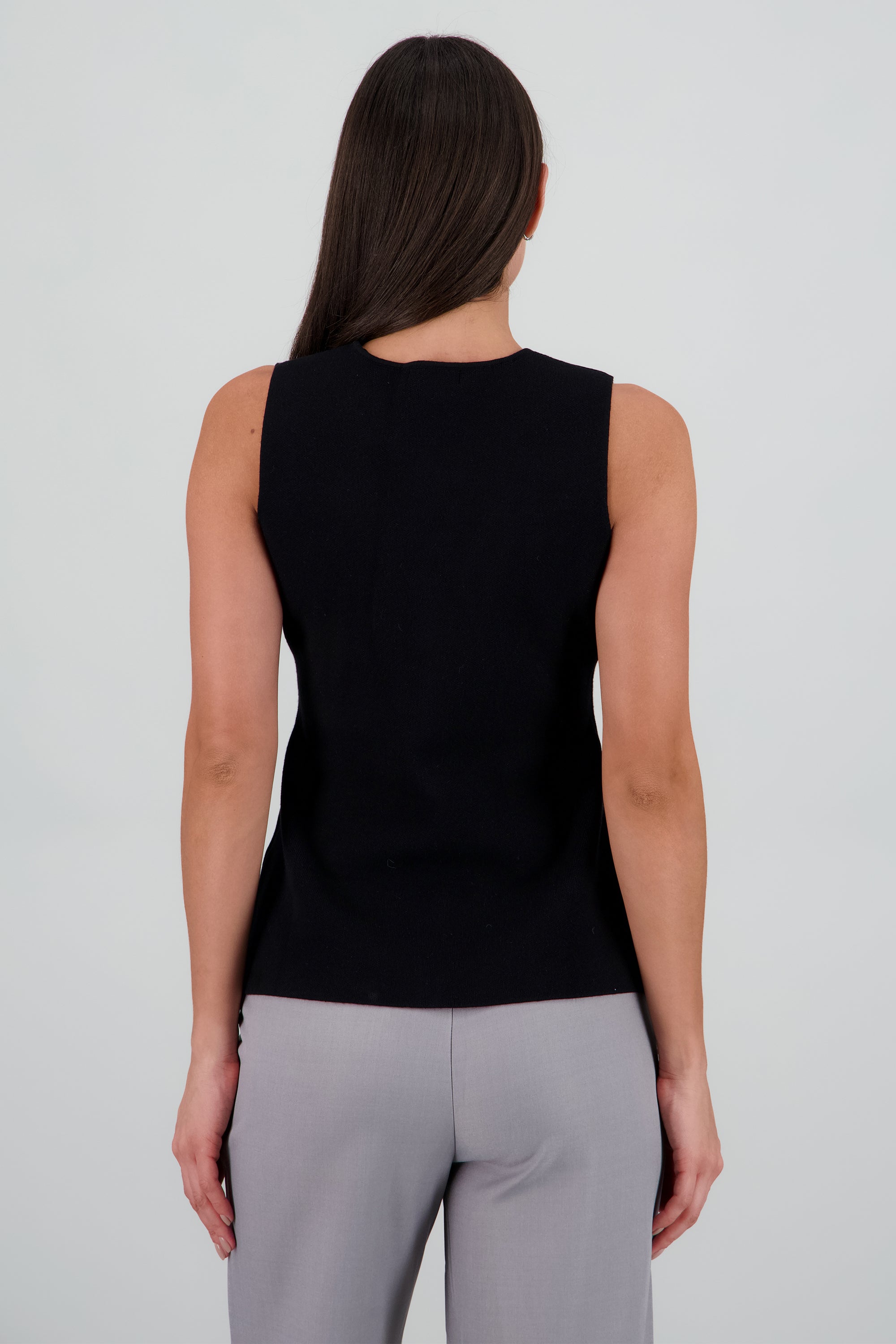 Top tejido con botones NEGRO