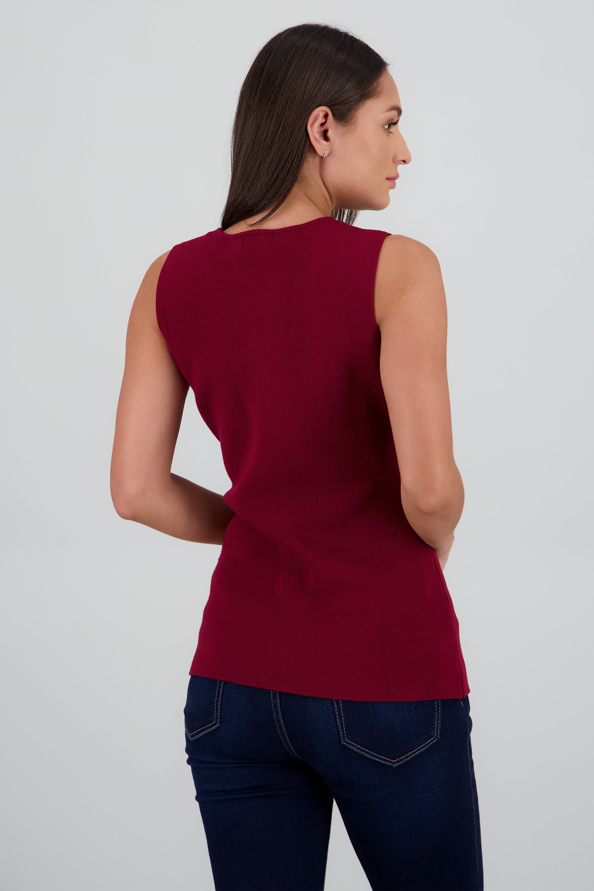 Top tejido con botones VINO