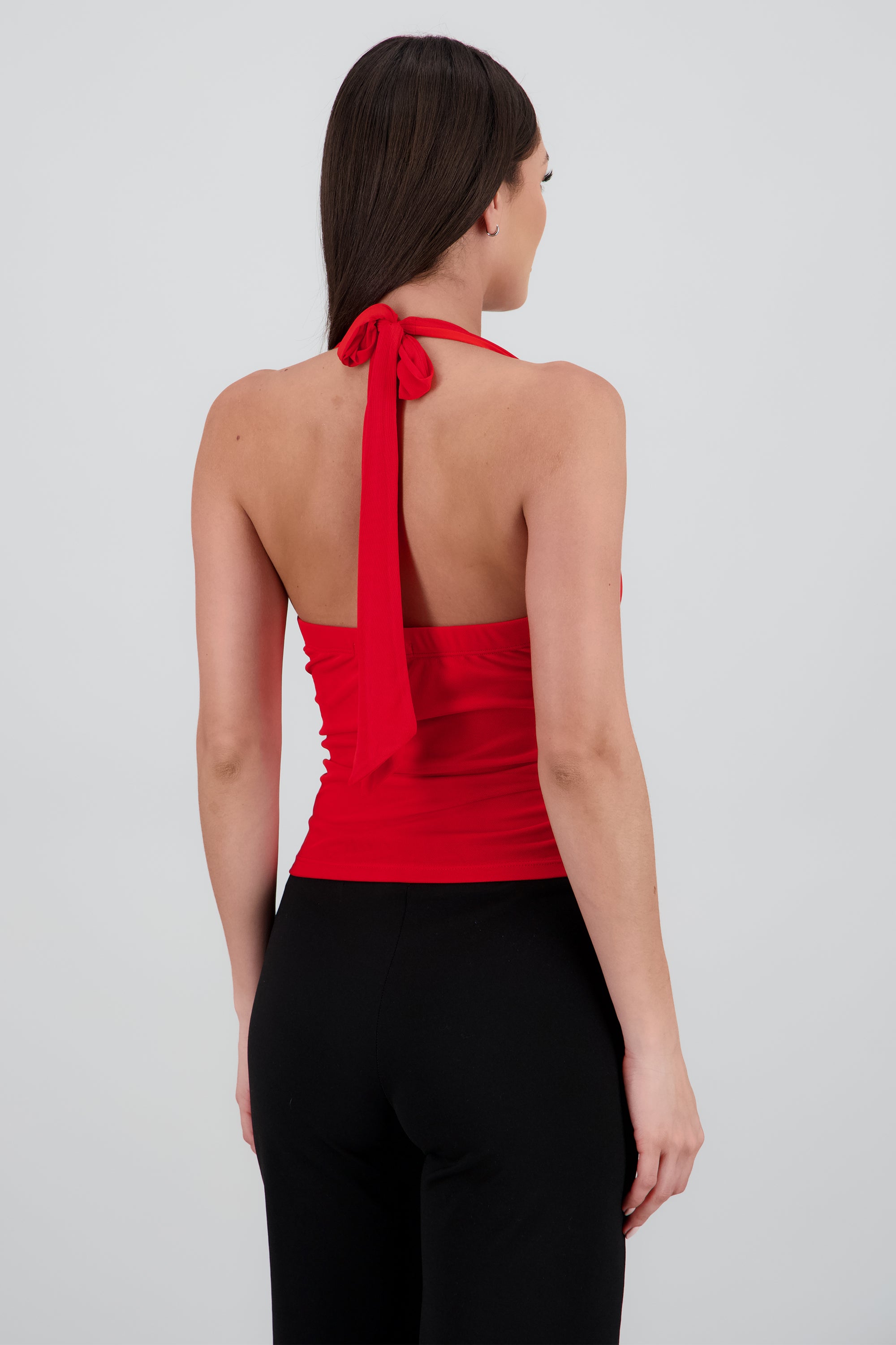 Top halter detalle frunces ROJO