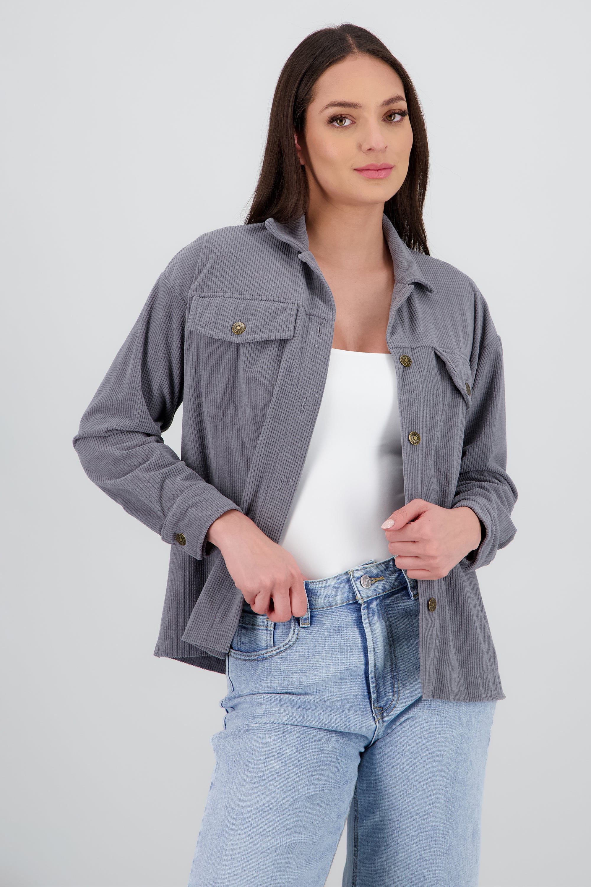 Sobrecamisa bolsas pana GRIS