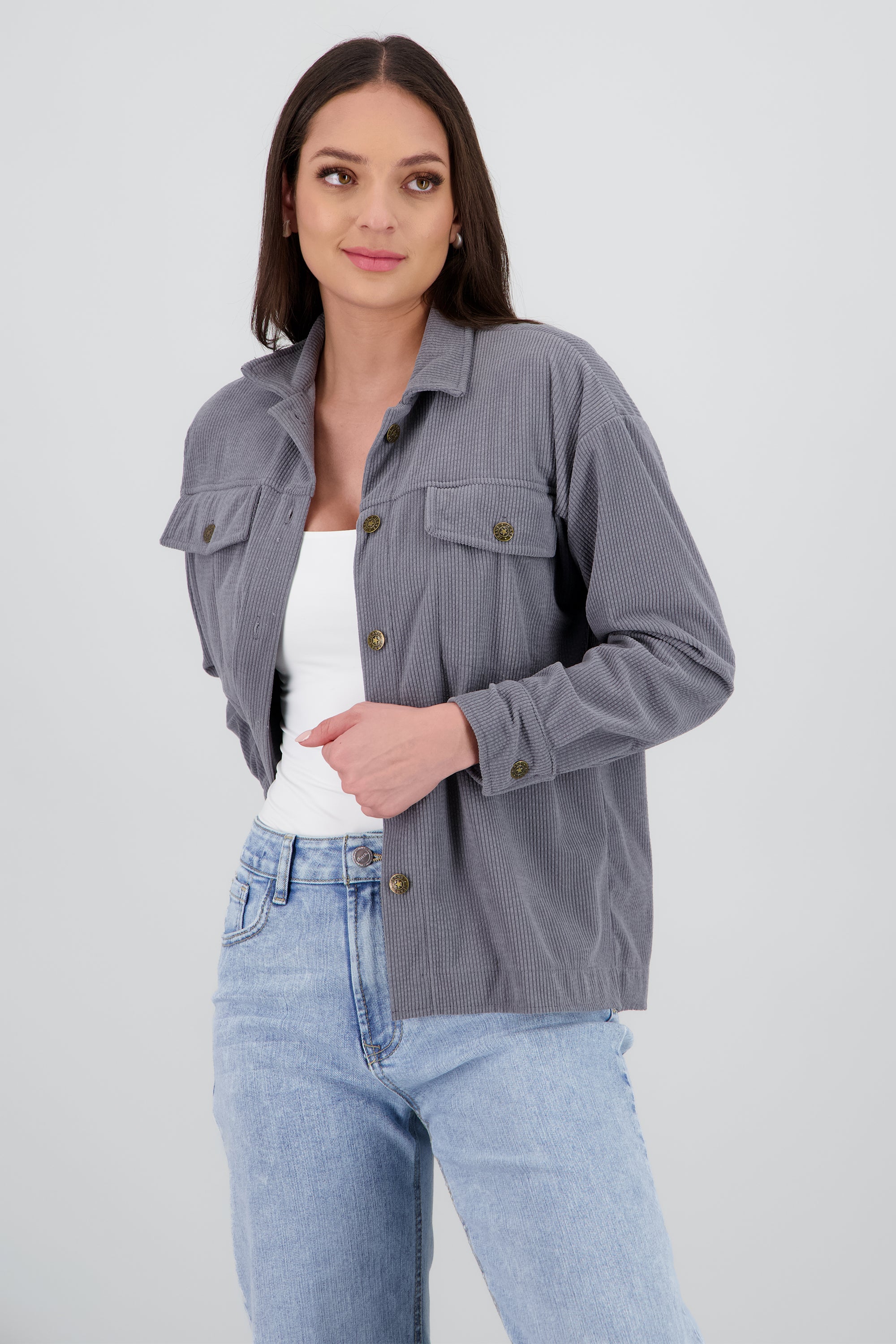 Sobrecamisa bolsas pana GRIS