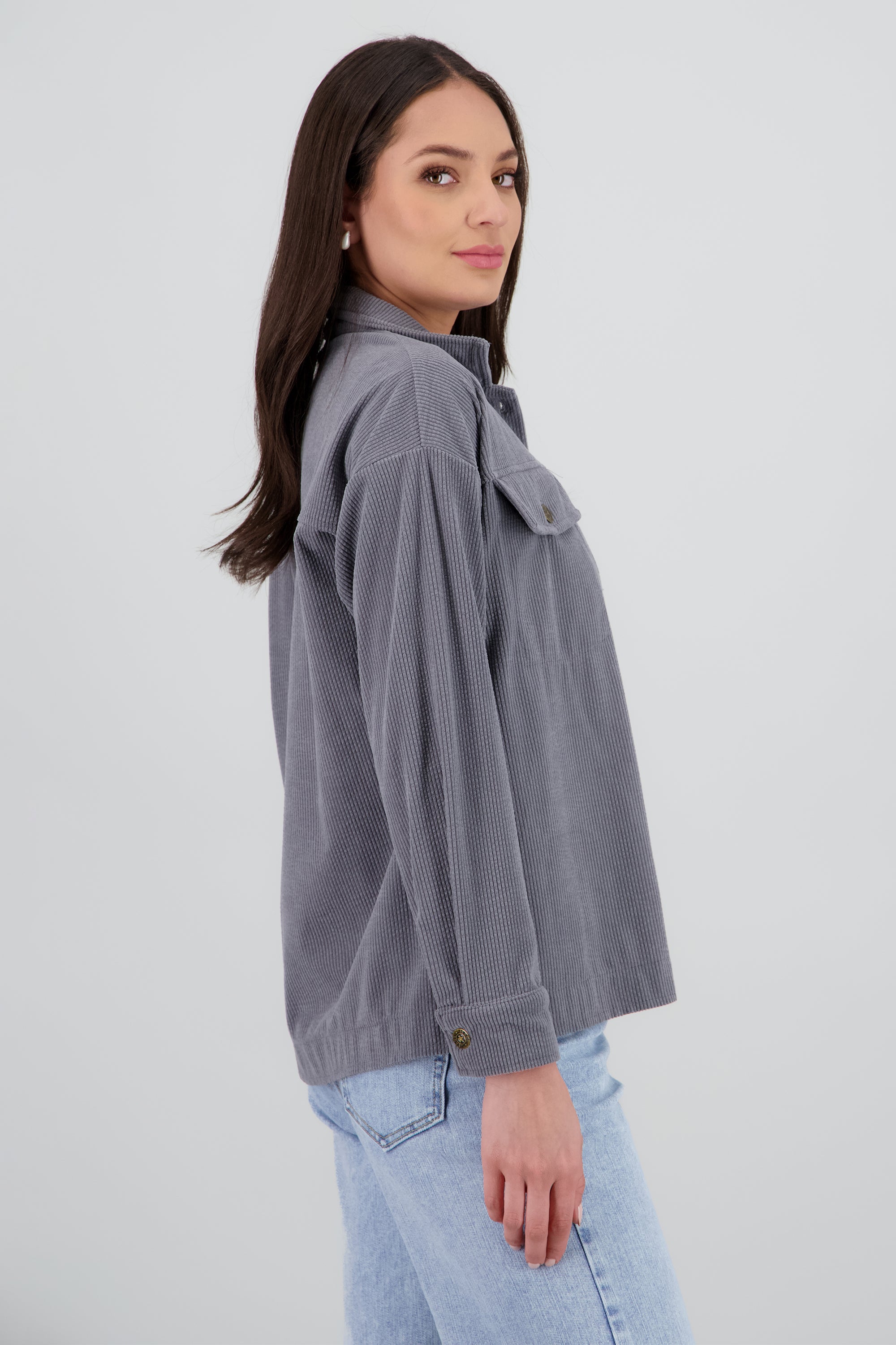 Sobrecamisa bolsas pana GRIS