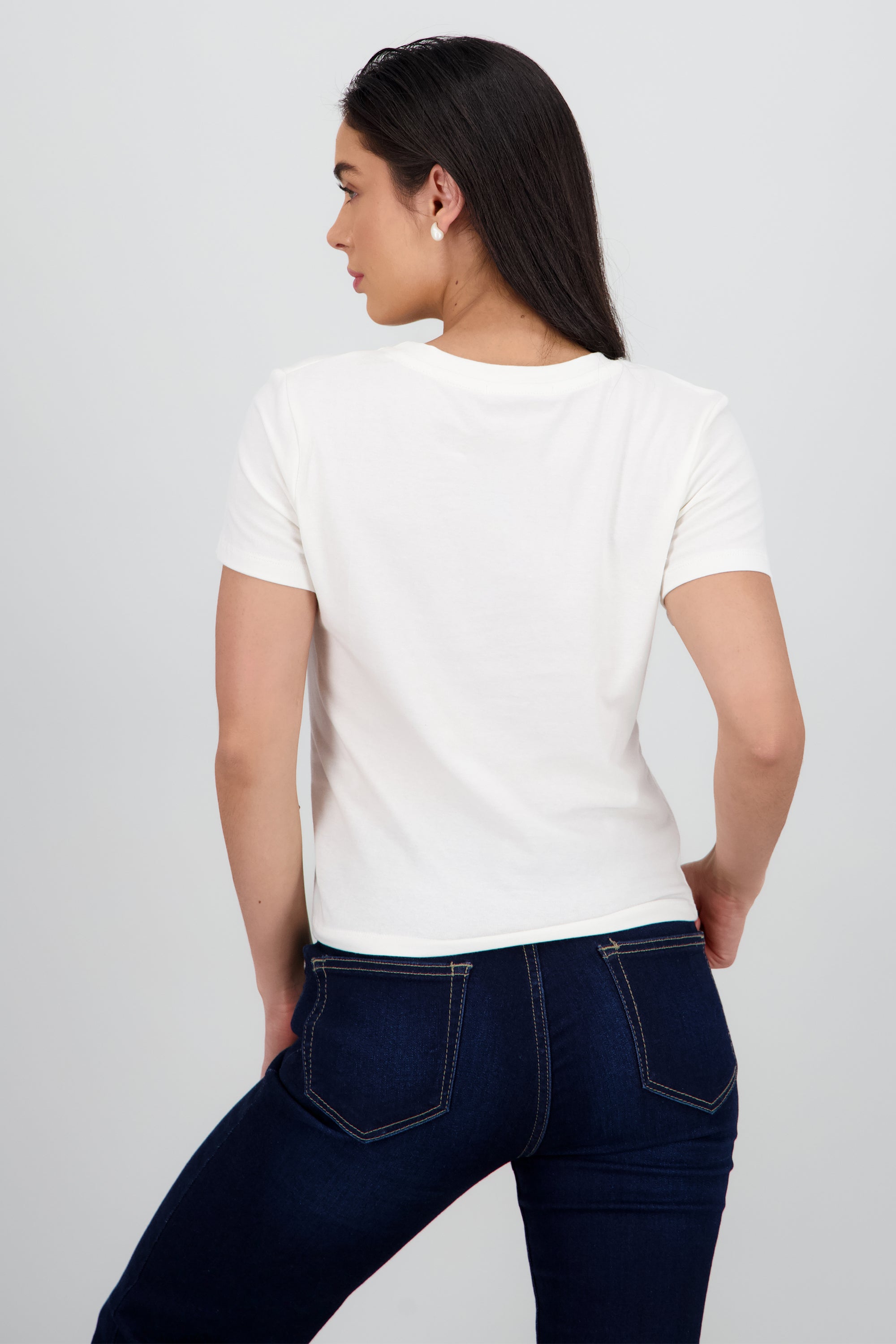Playera manga corta estampado vaquero BLANCO