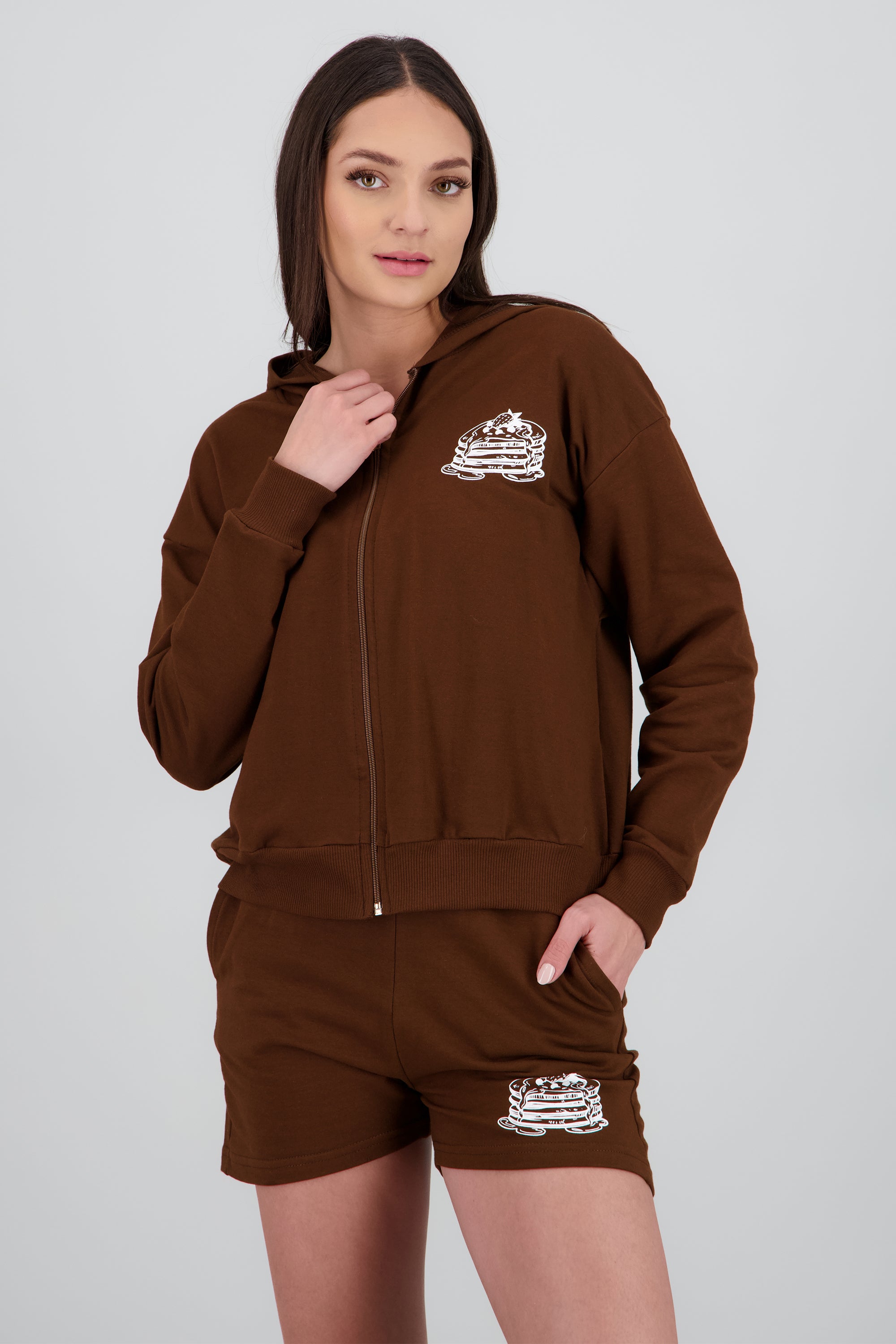 Sudadera con cierre estampado pancakes CAFE