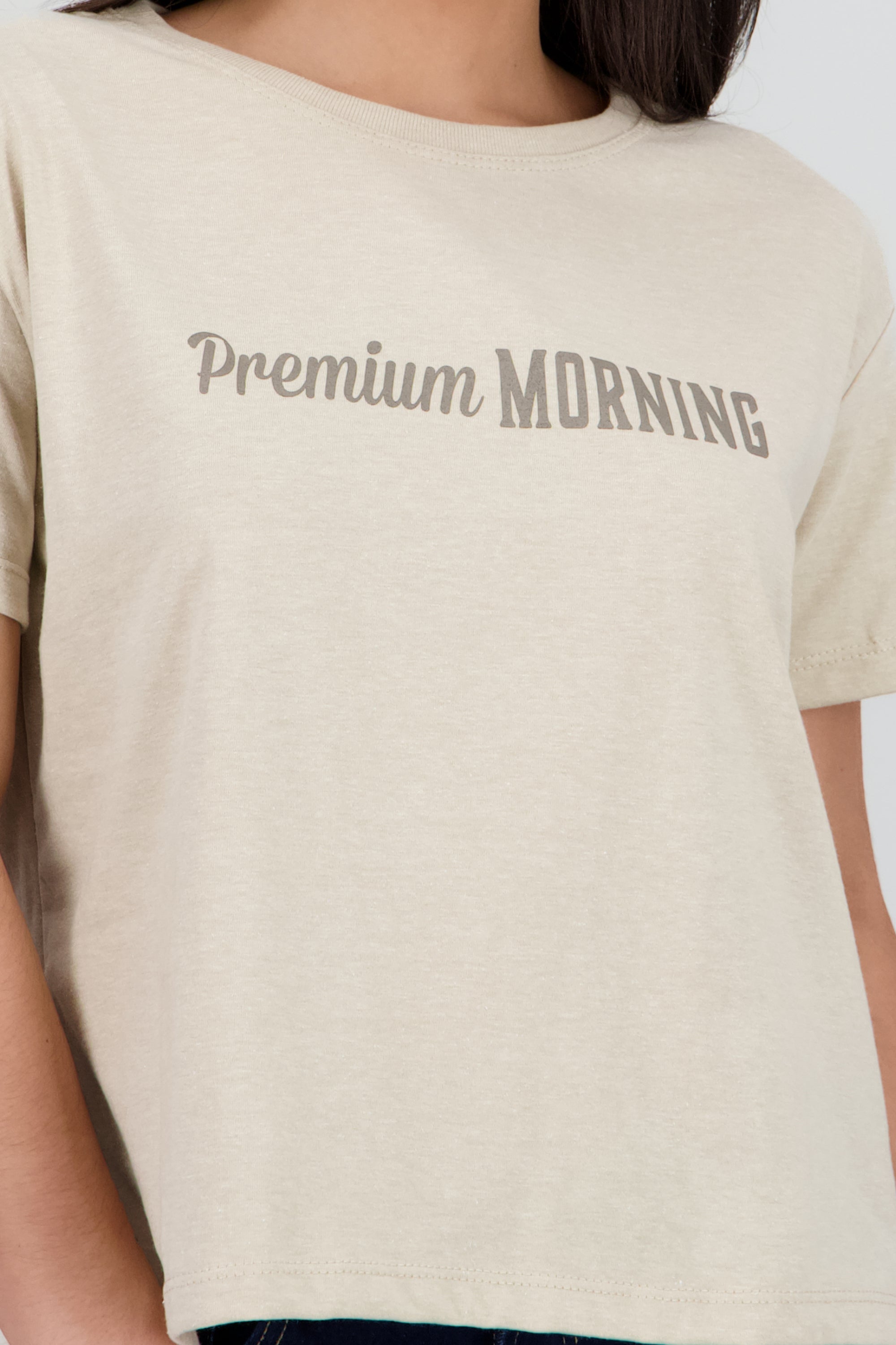Playera manga corta boxy estampado coffee BEIGE