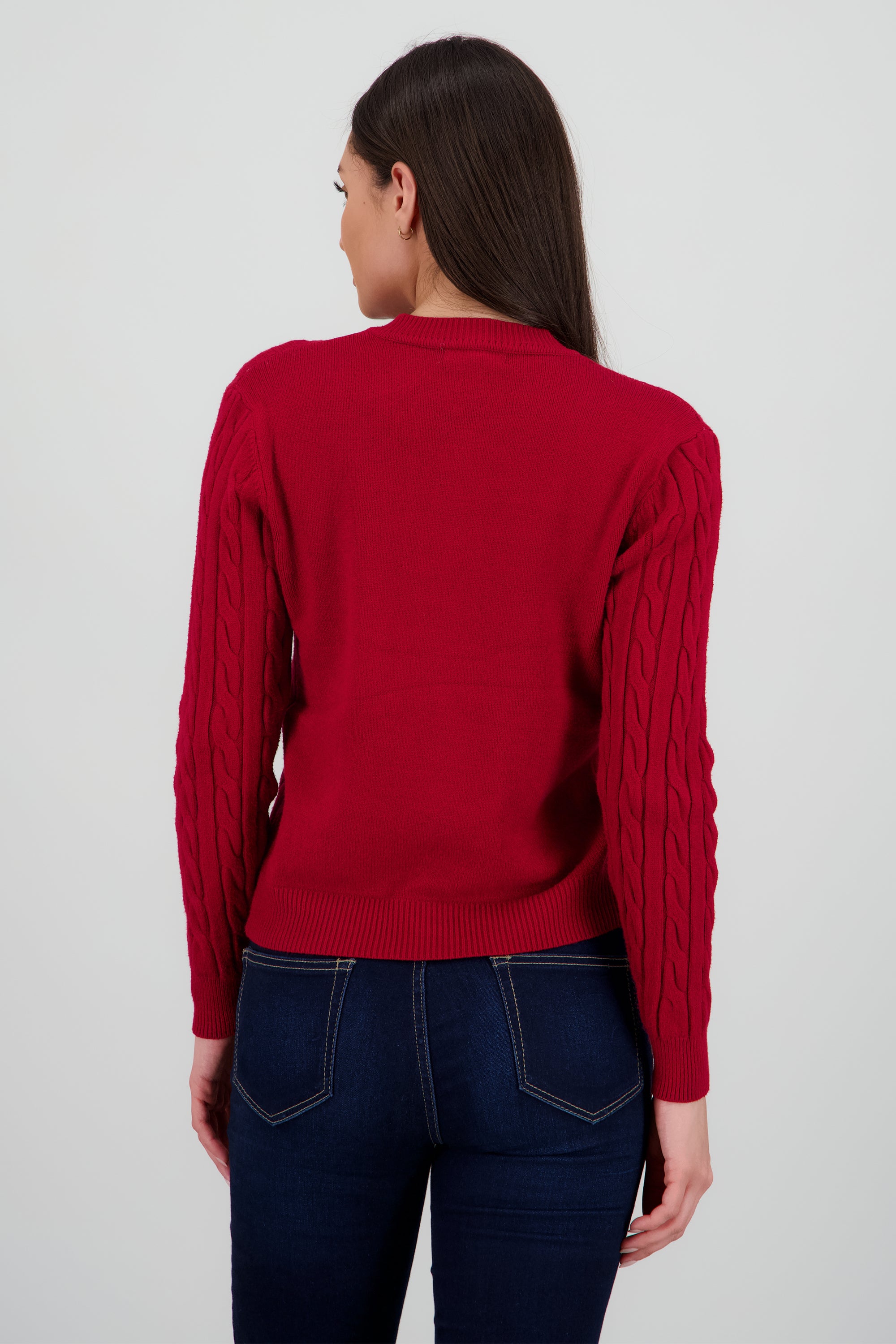 Cardigan trenzado con bordado oso VINO