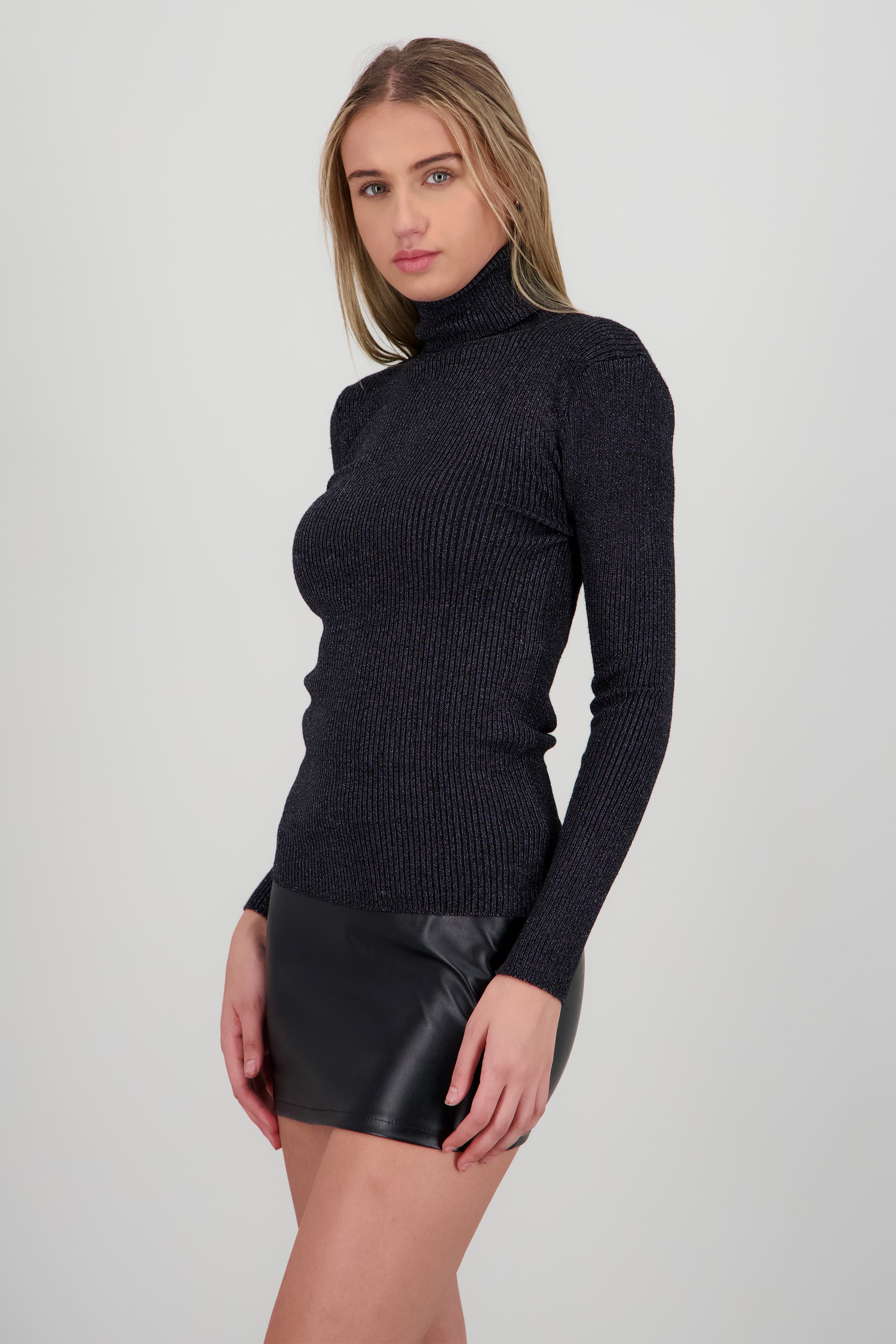 Sueter rib lurex NEGRO