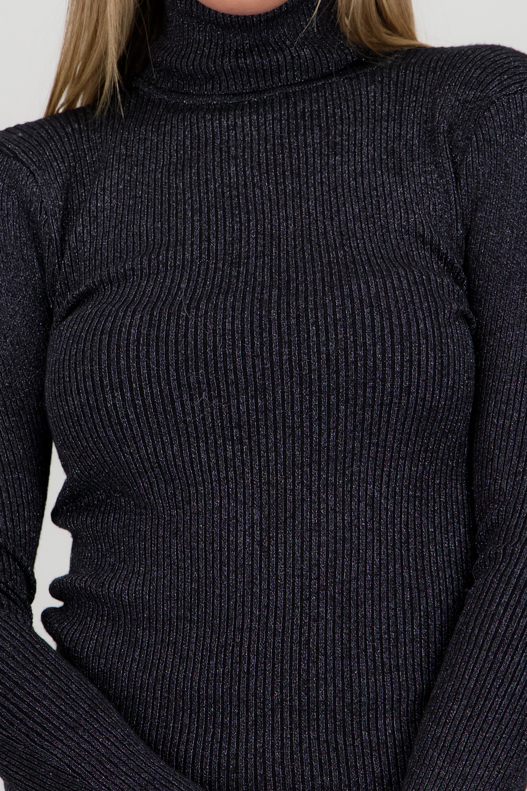 Sueter rib lurex NEGRO