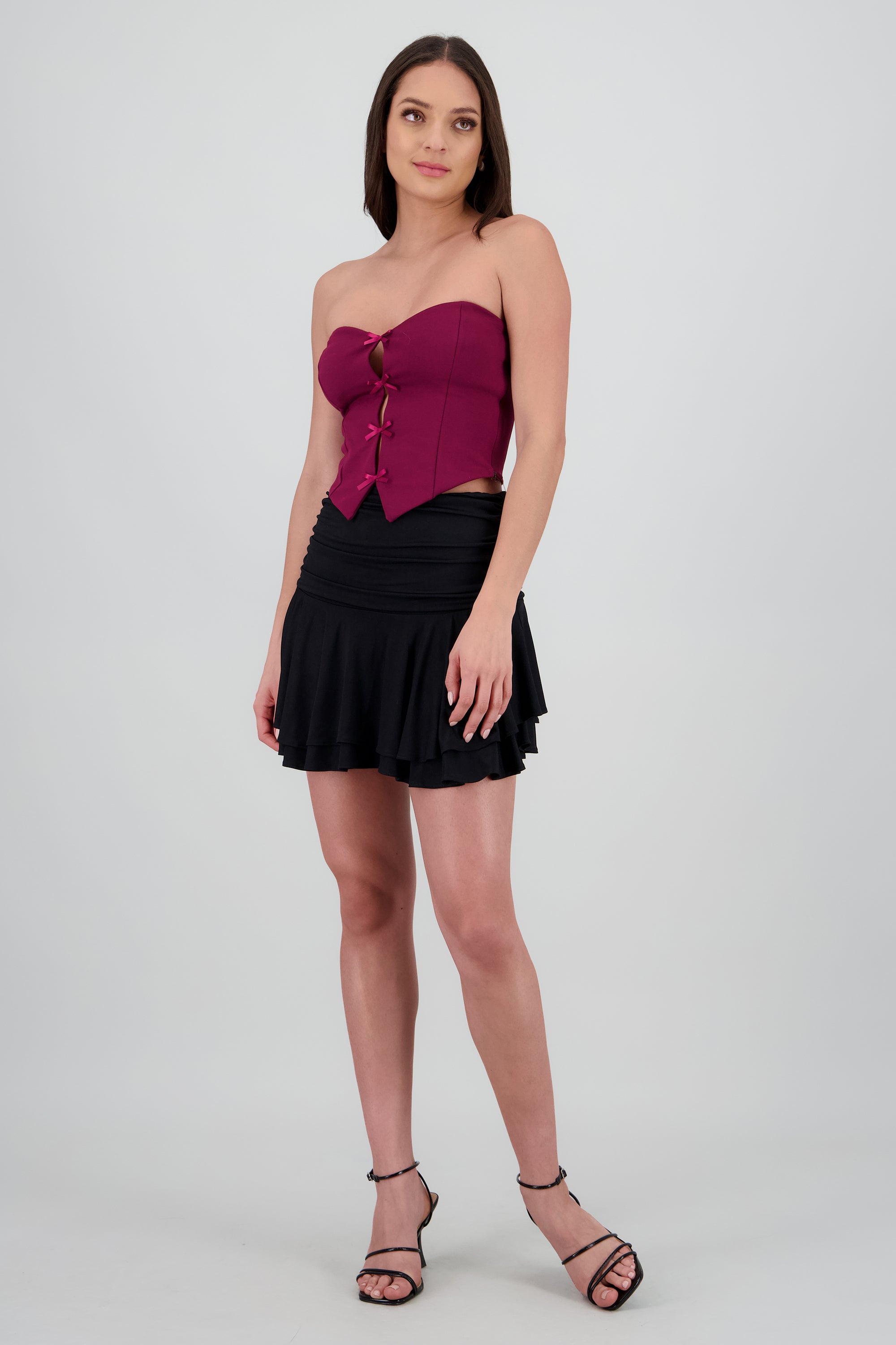 Falda mini drapeada olanes NEGRO