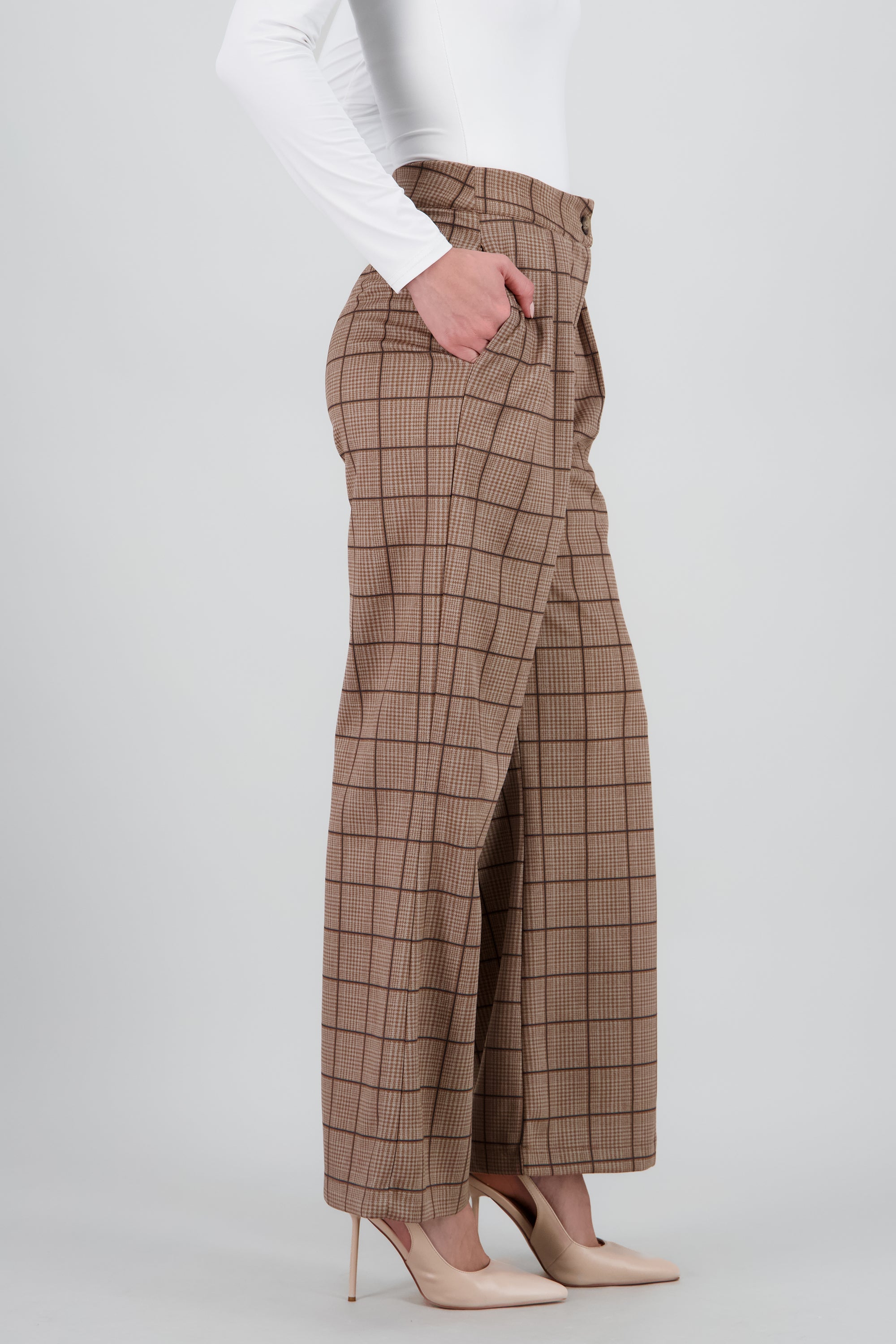 Pantalon de vestir amplio estampado cuadros CAFE COMBO