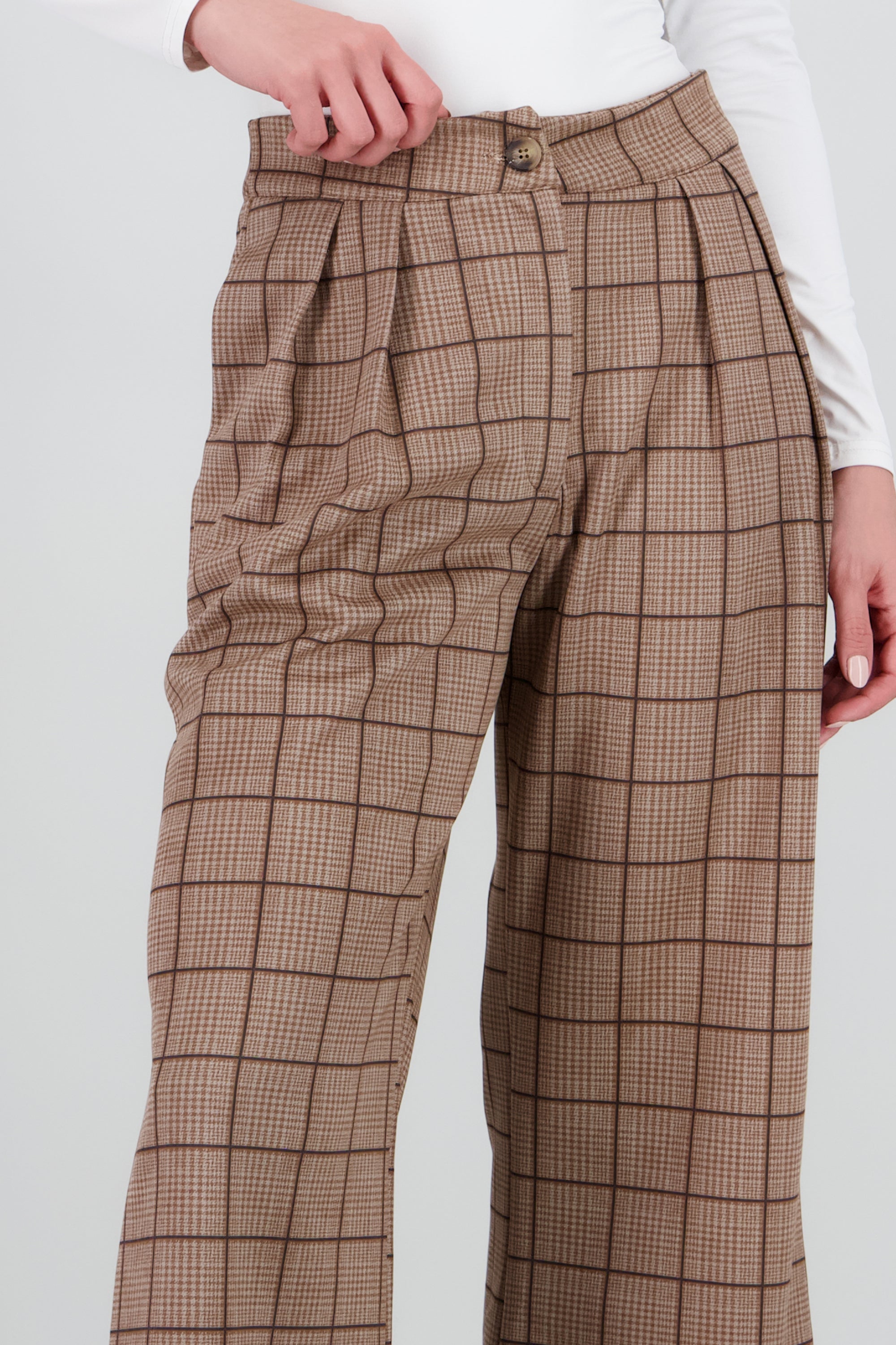 Pantalon de vestir amplio estampado cuadros CAFE COMBO