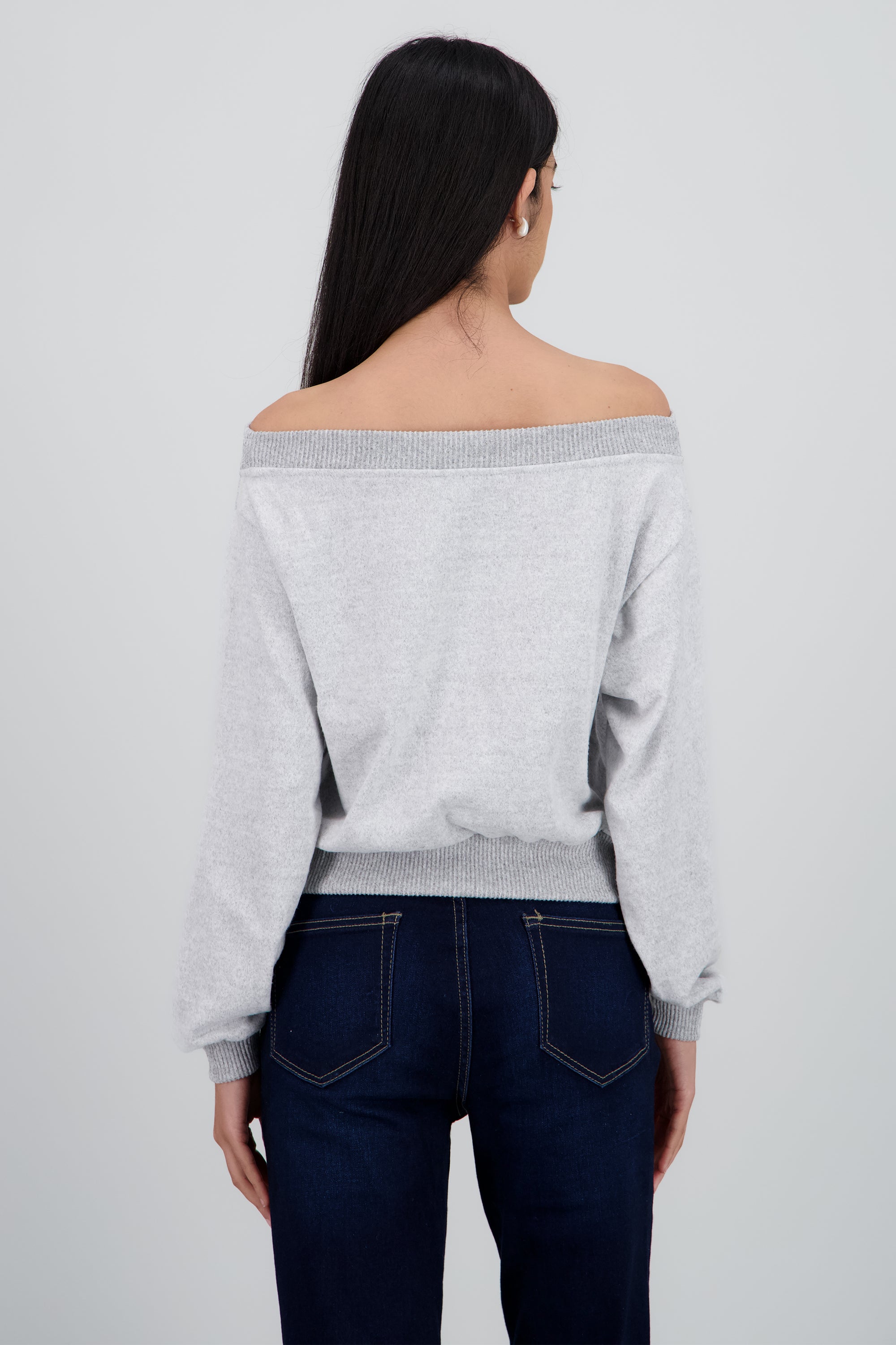 Sudadera off shoulder GRIS JASPE