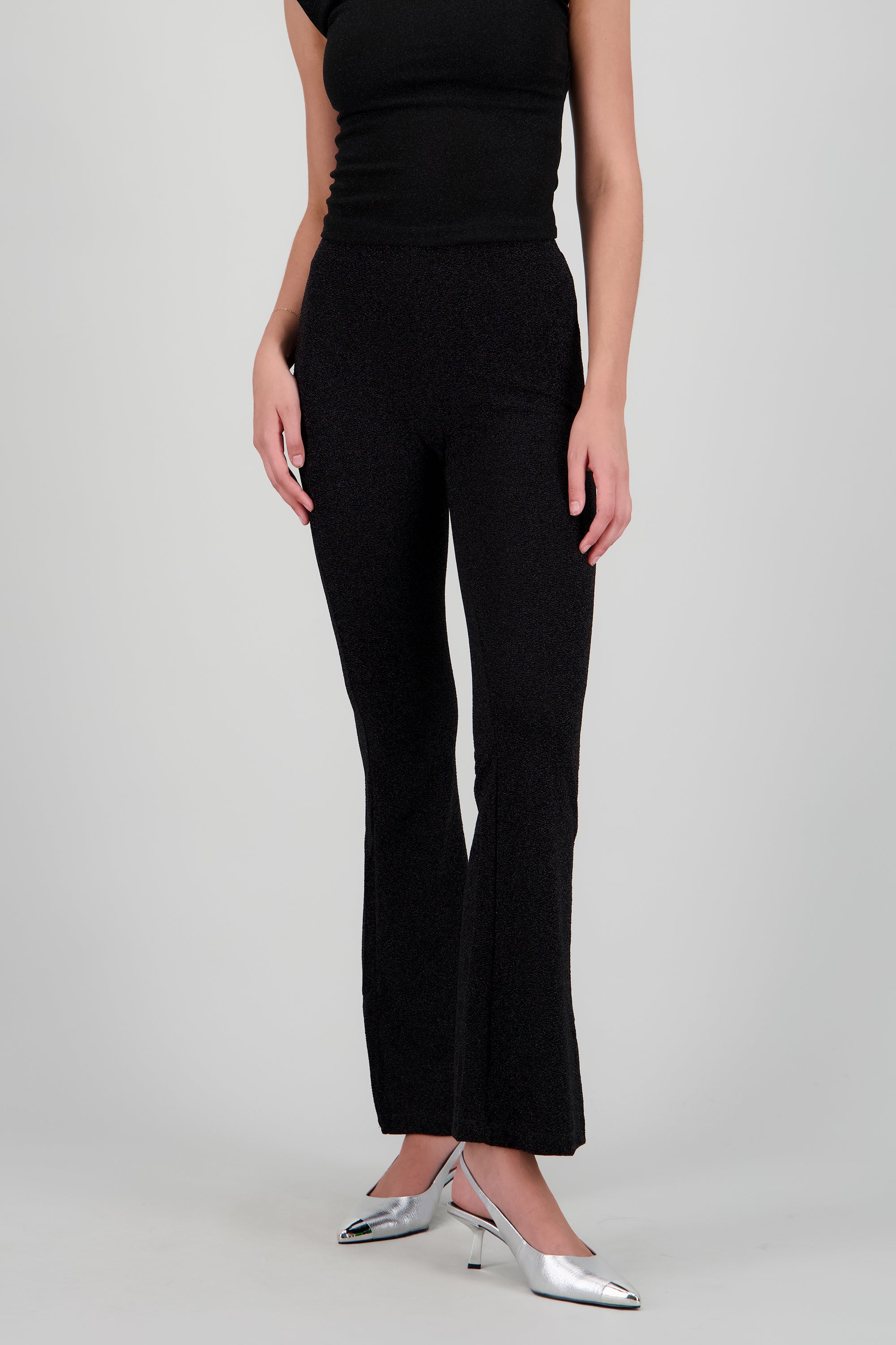Pantalon flare brillos NEGRO