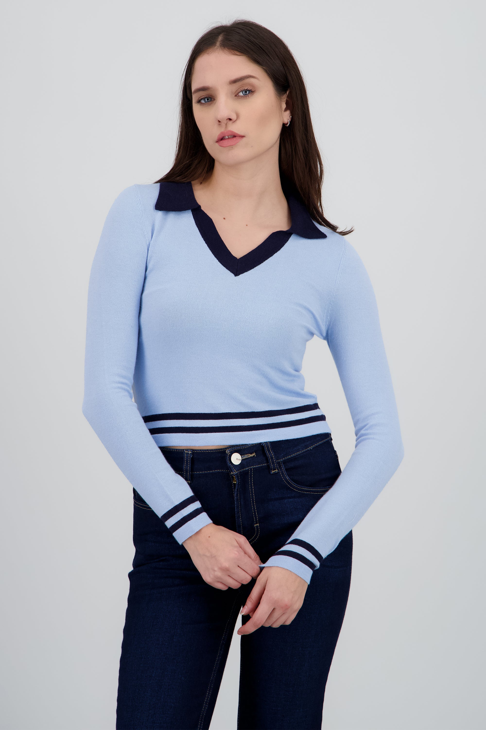 Sueter tipo polo contraste AZUL COMBO