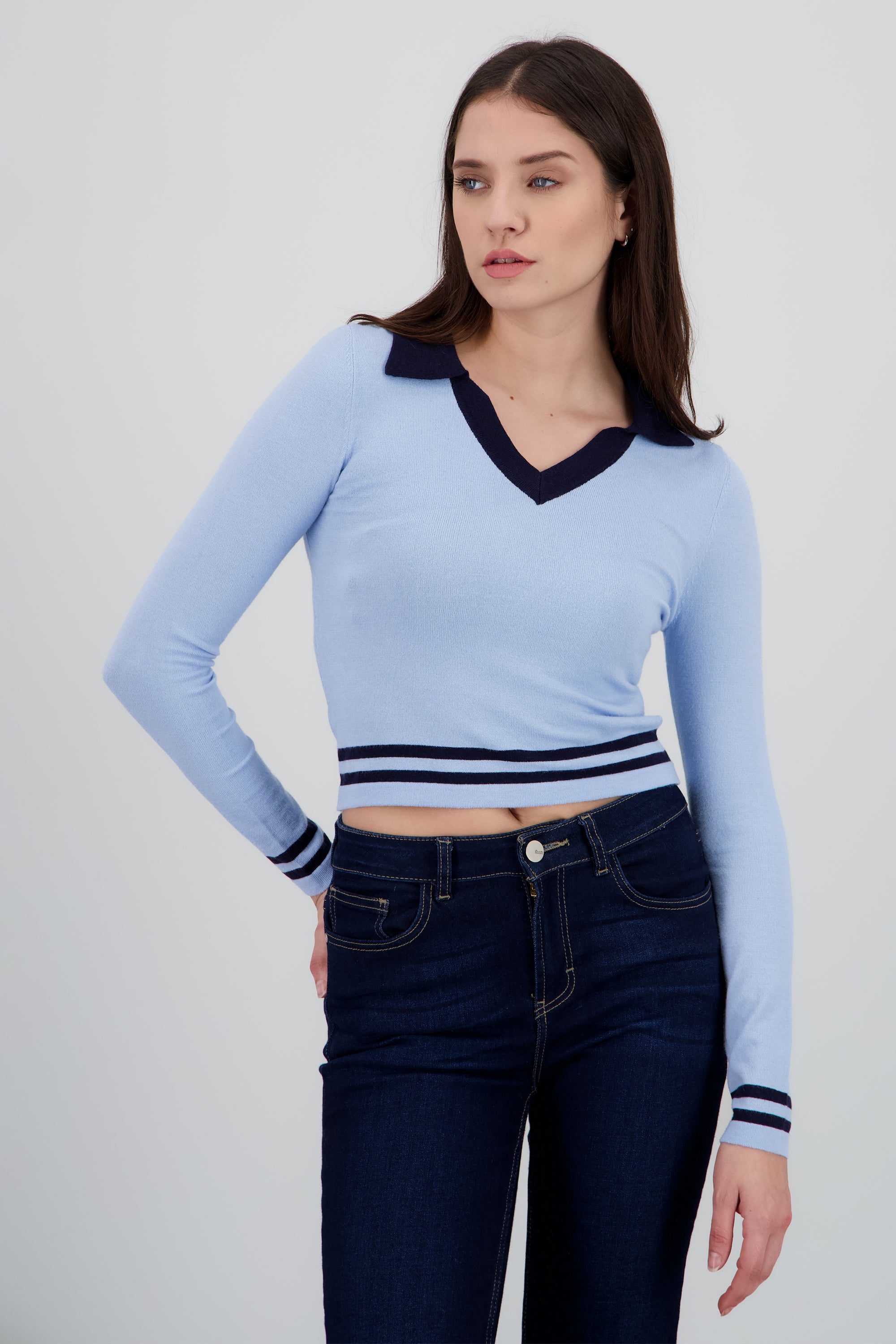 Sueter tipo polo contraste AZUL COMBO