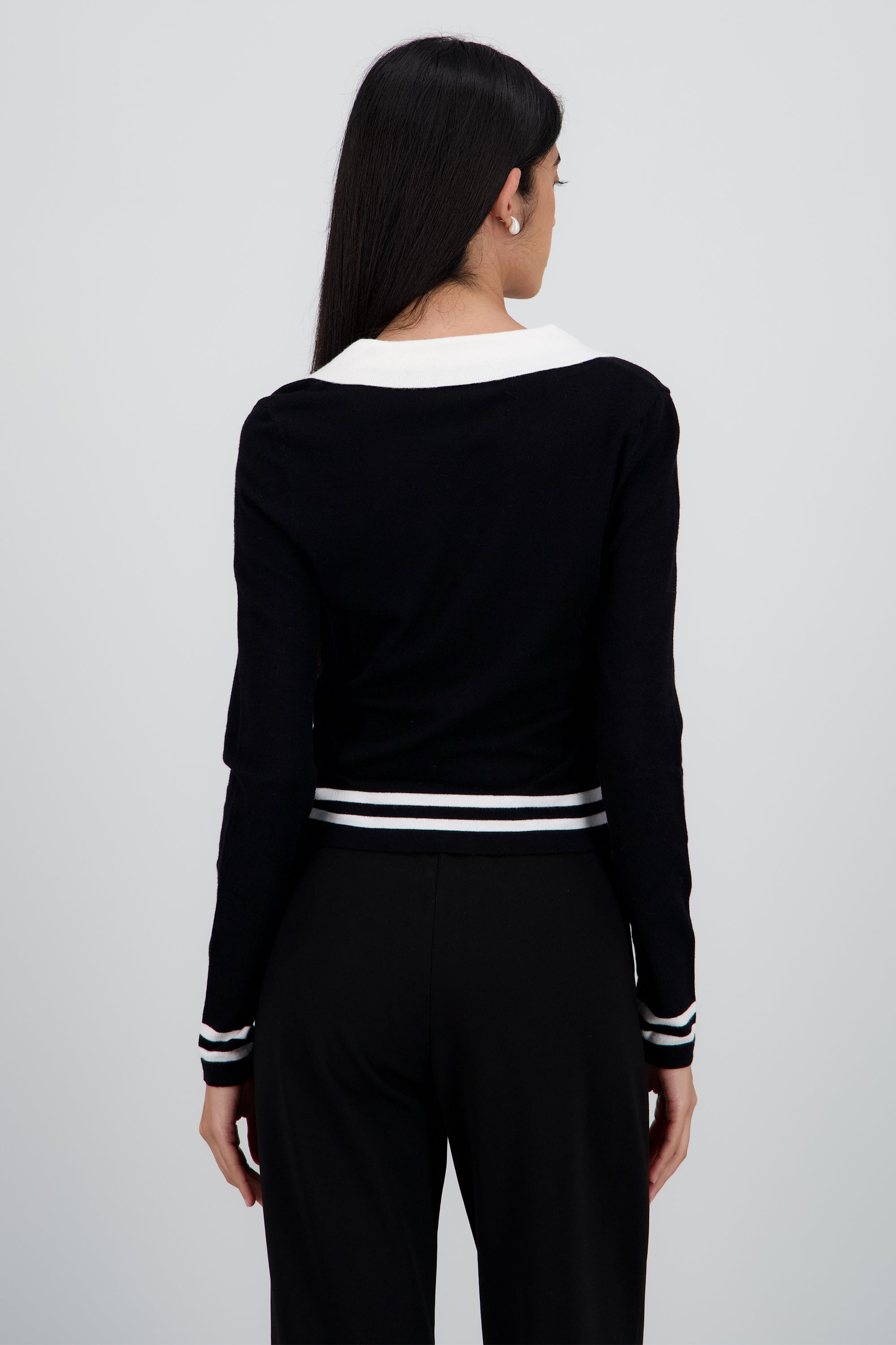 Sueter tipo polo contraste NEGRO COMBO