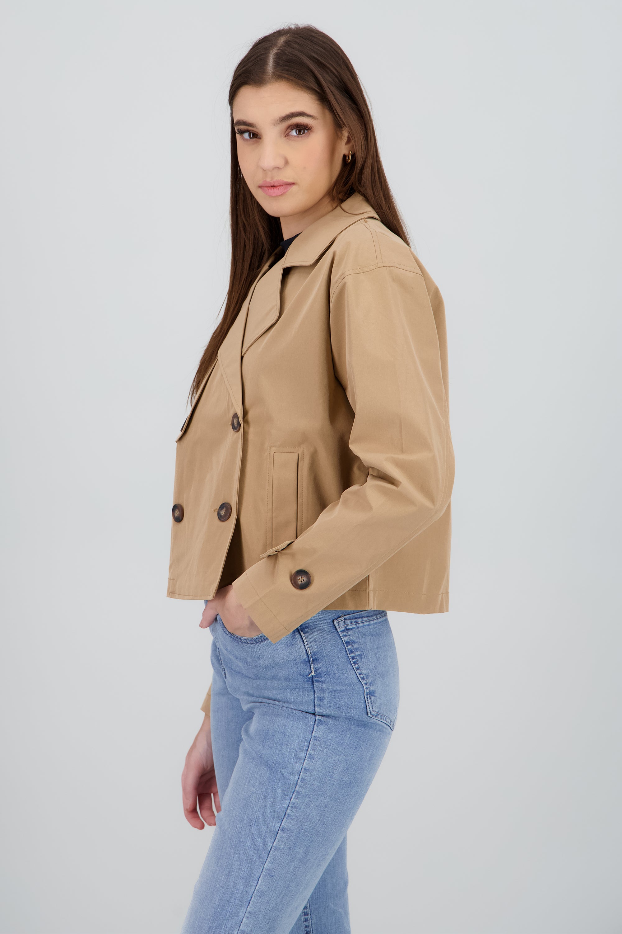 Gabardina crop lisa KHAKI