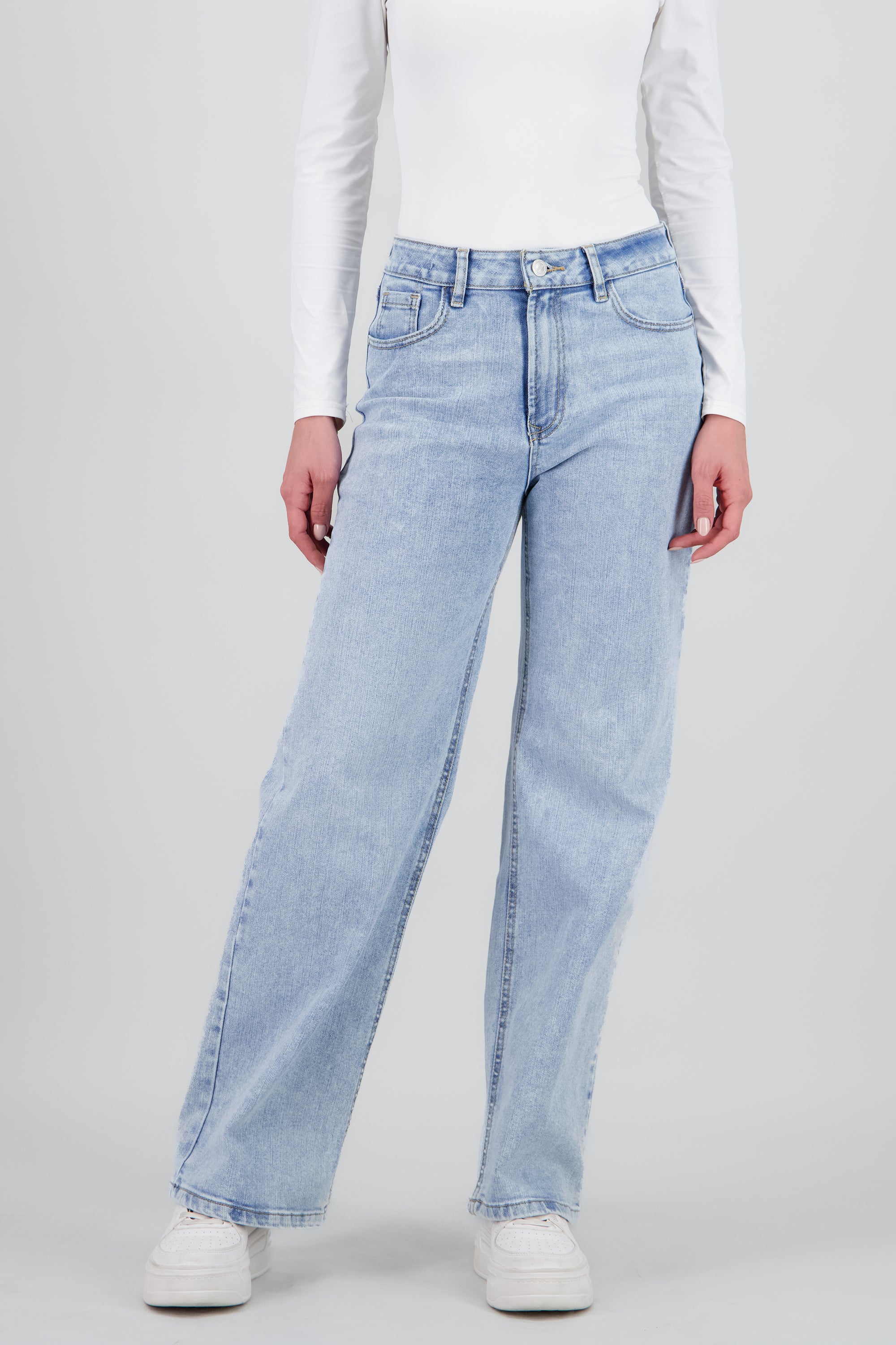 Jeans wide leg desgaste BLEACHED