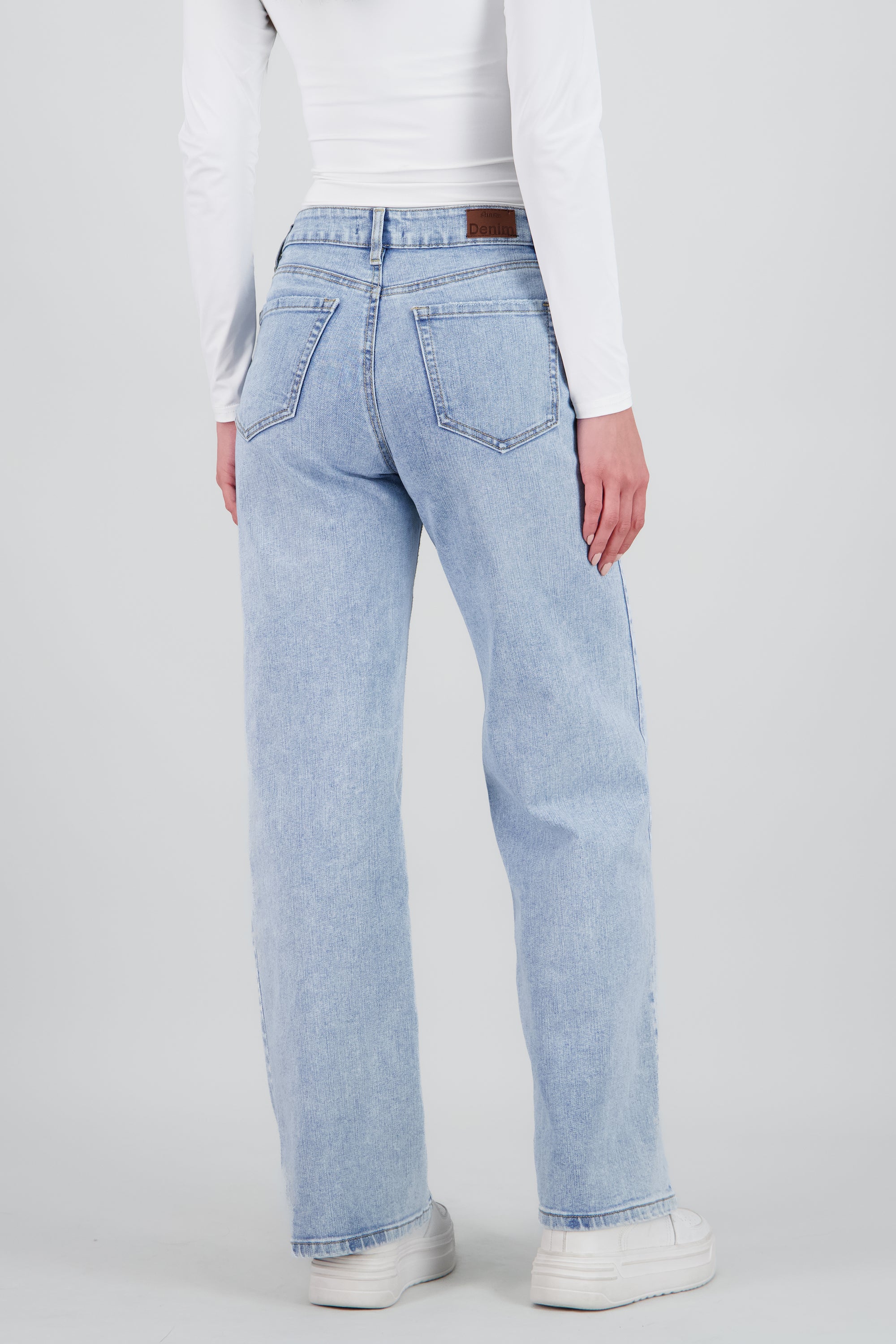 Jeans wide leg desgaste BLEACHED