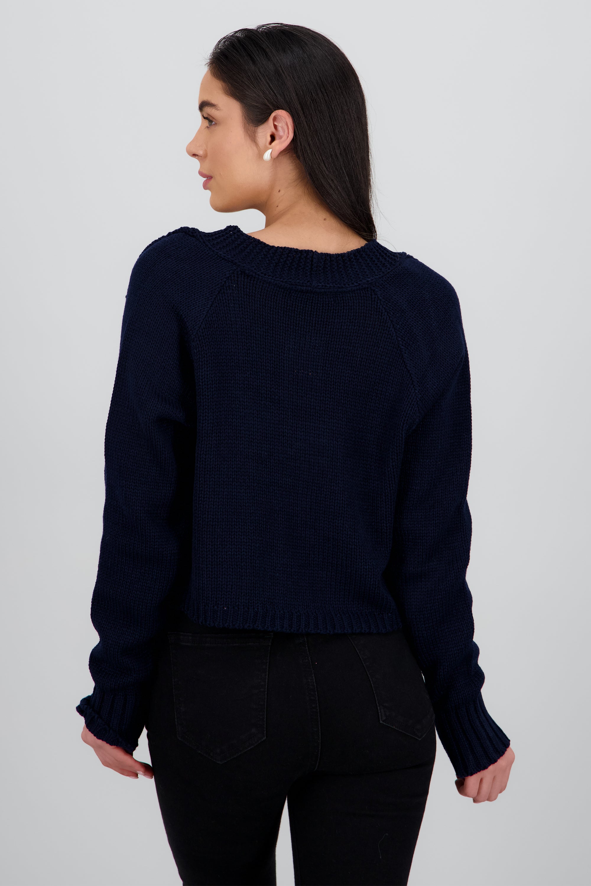 Cardigan trenzado detalle lazo MARINO