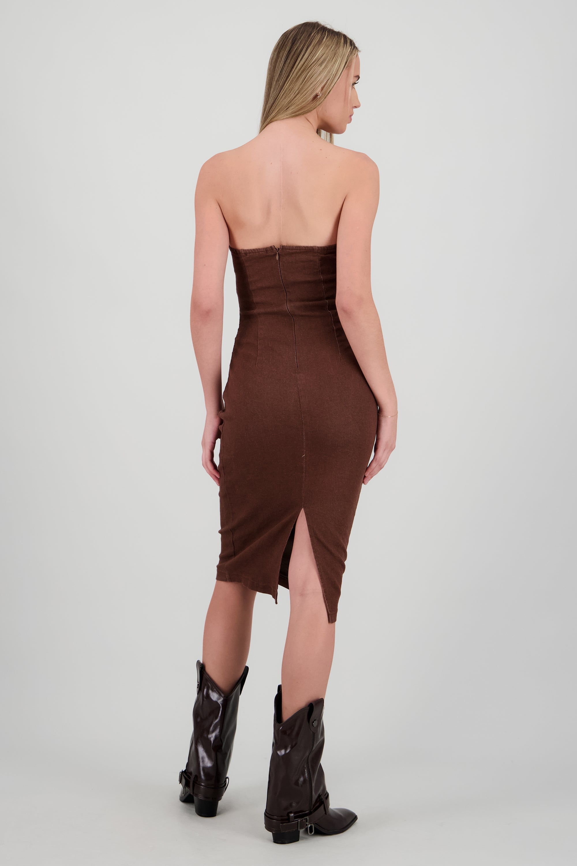 Vestido midi bandeau denim CAFE